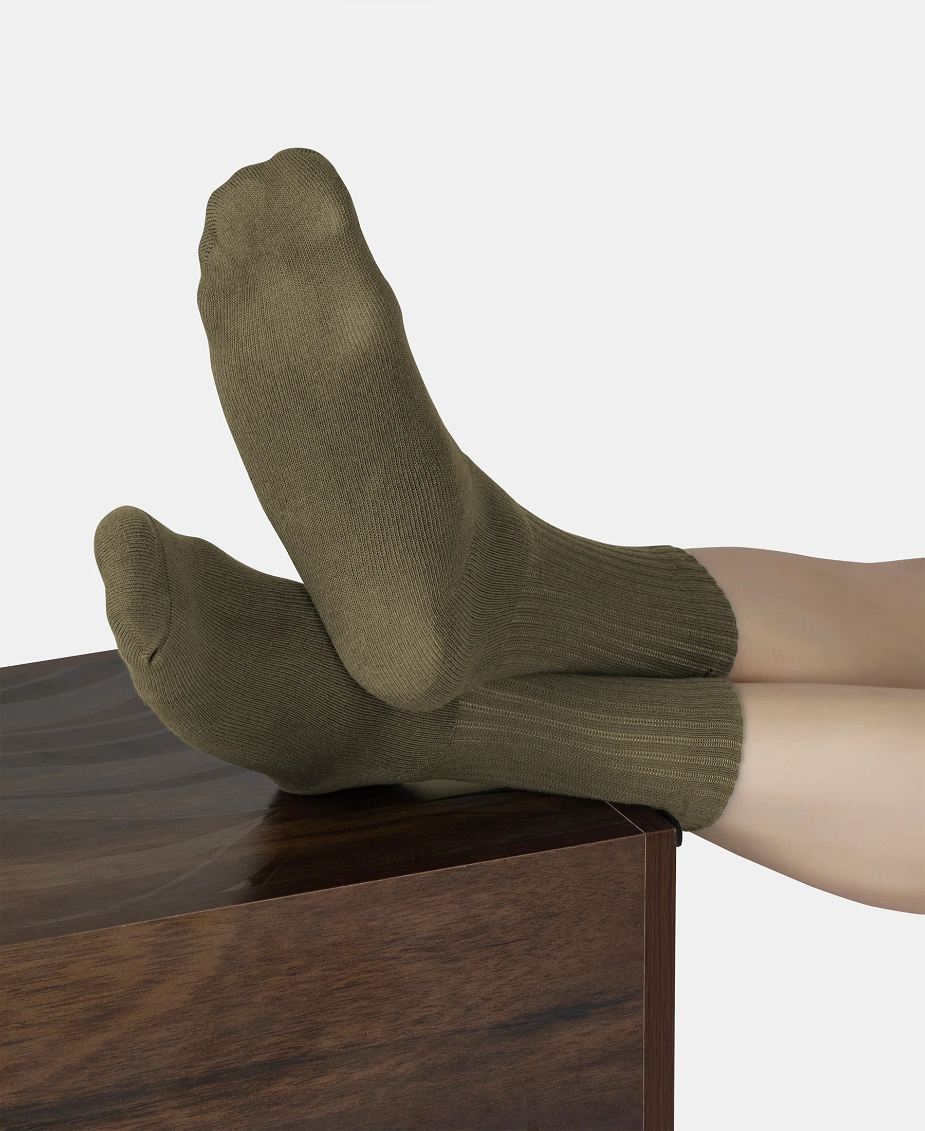 Compact Cotton Terry Crew Length Socks With StayFresh Treatment - Olive - Image 7