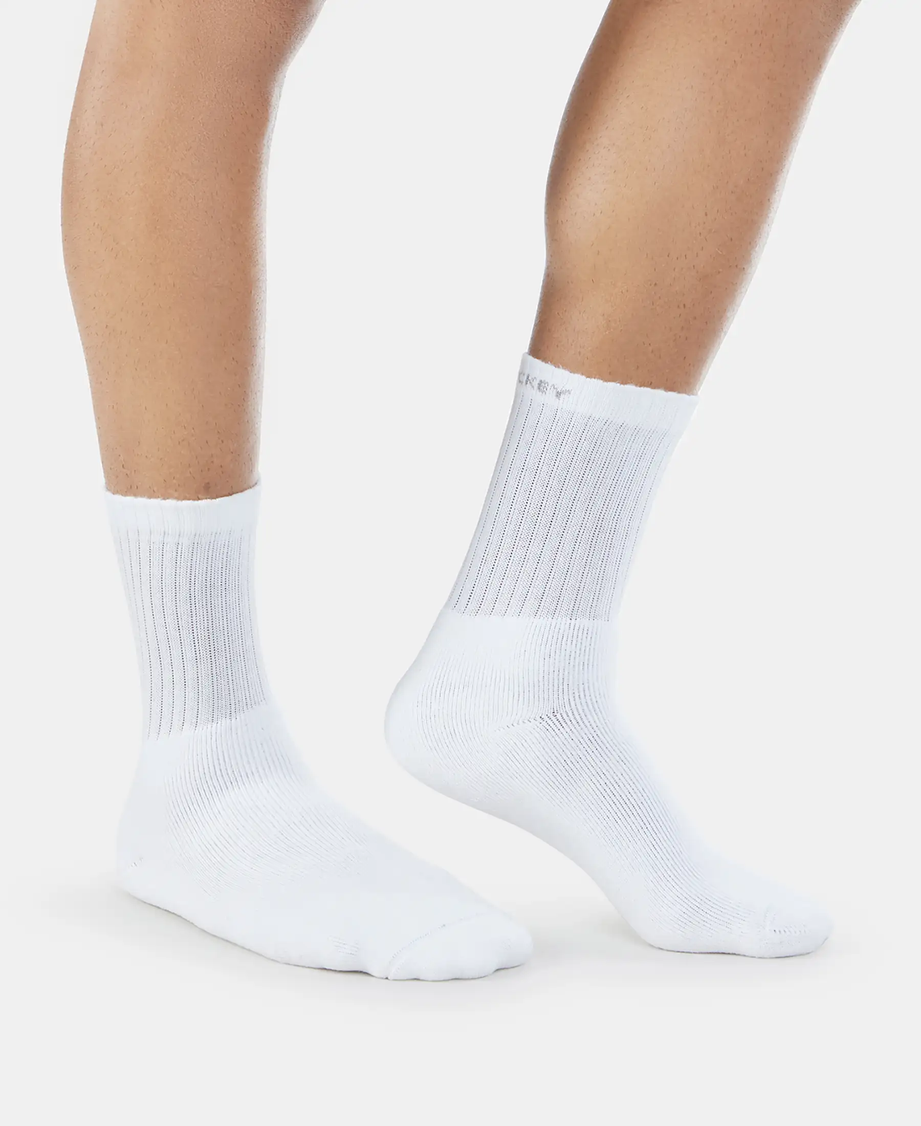 Compact Cotton Terry Crew Length Socks With StayFresh Treatment - White - Image 3