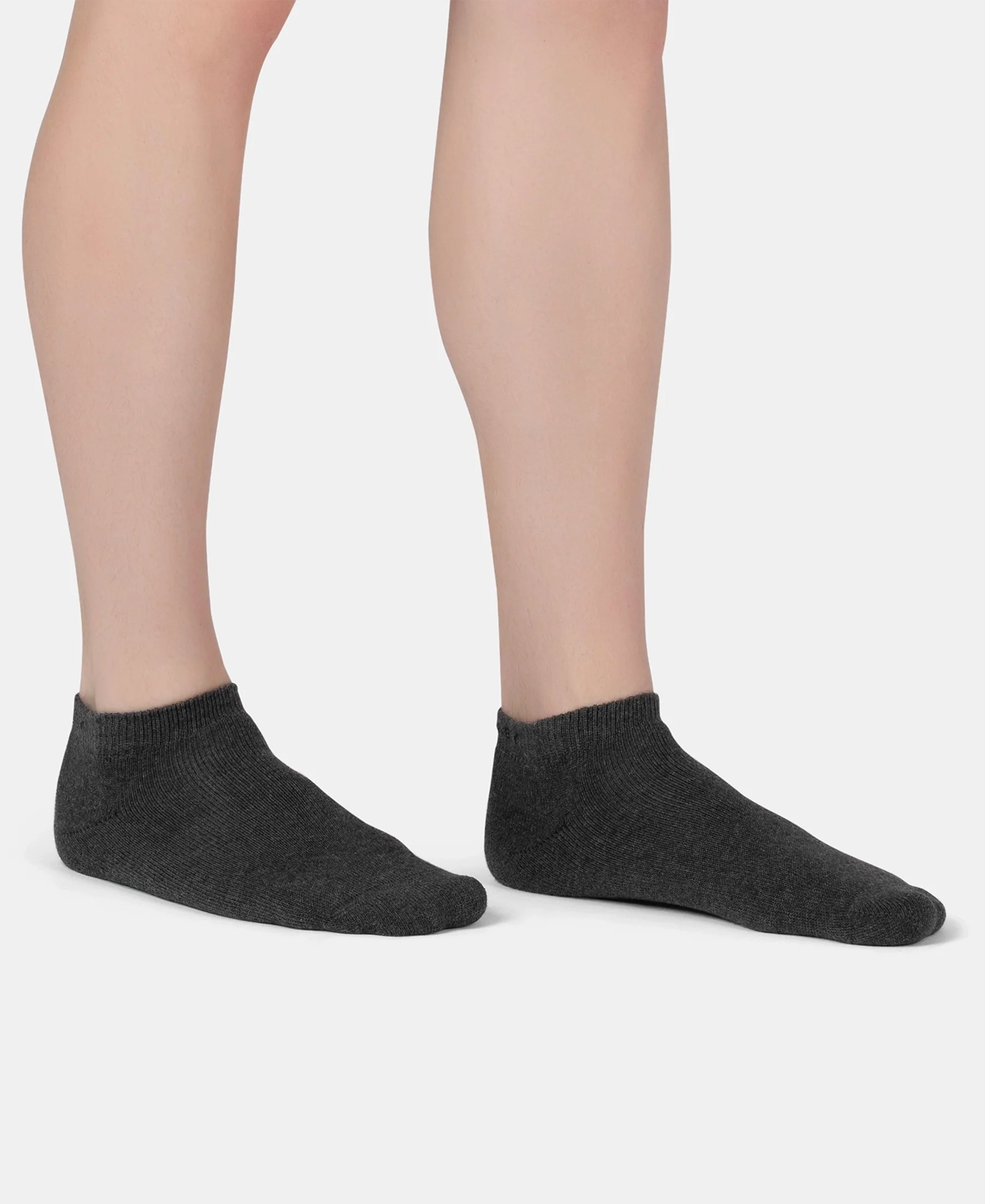 Compact Cotton Terry Low Show Socks with StayFresh Treatment - Black, Mid Grey & Charcoal Melange (Pack of 3) - Image 3