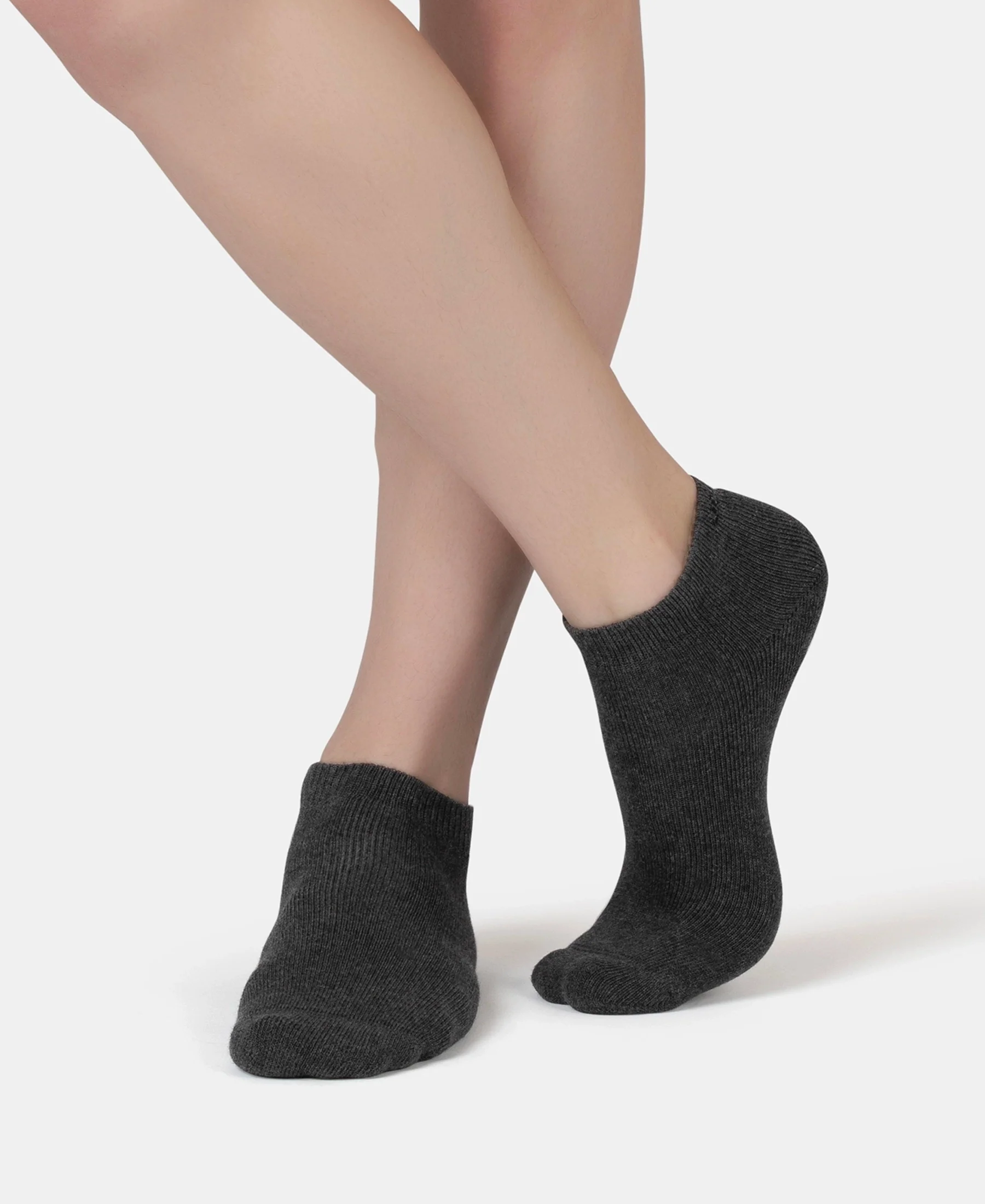 Compact Cotton Terry Low Show Socks with StayFresh Treatment - Black, Mid Grey & Charcoal Melange (Pack of 3) - Image 6