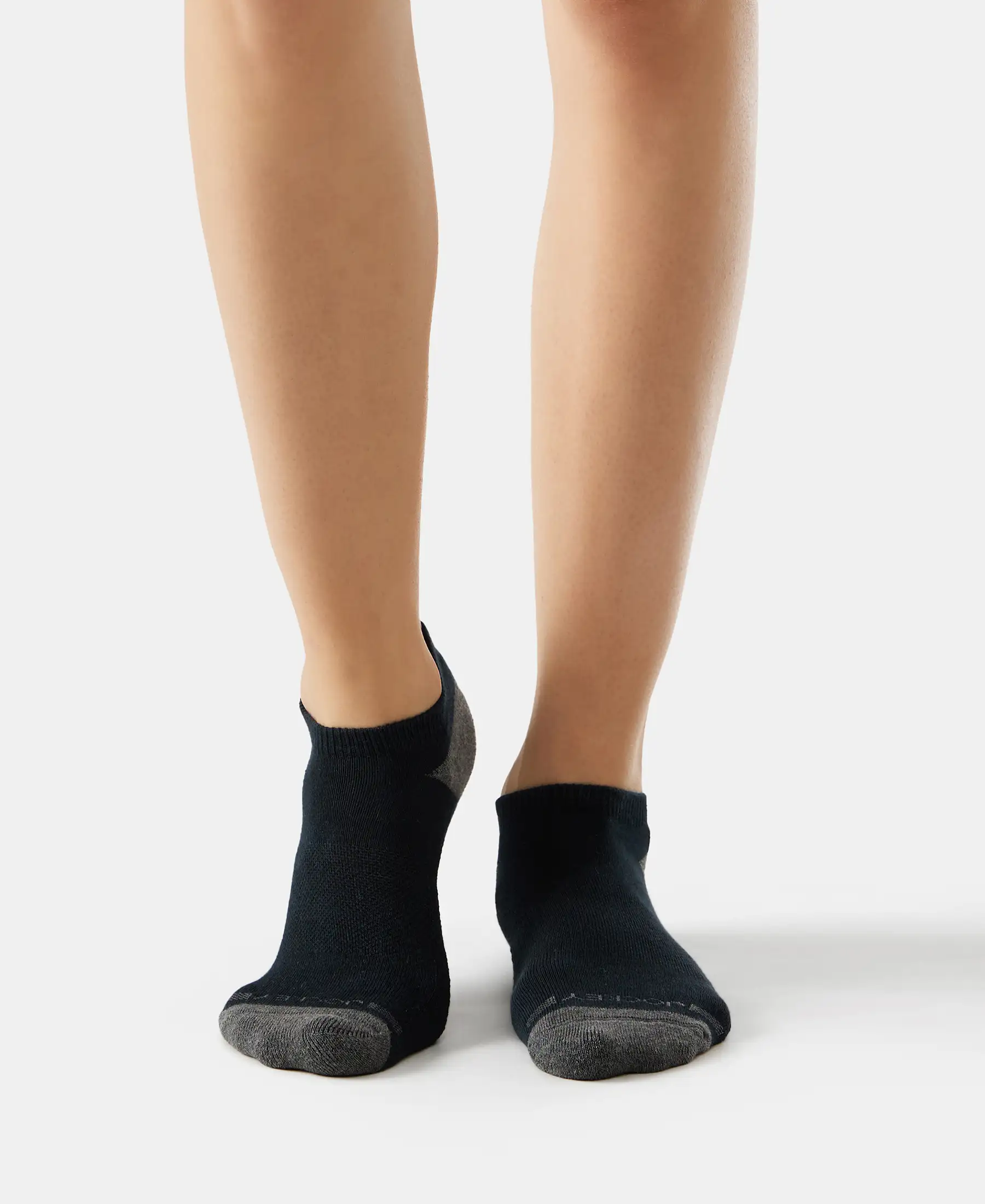 Cotton Nylon Blend Elastane Stretch Solid Low Show Socks with StayFresh Treatment - Black & White (Pack of 2) - Image 3