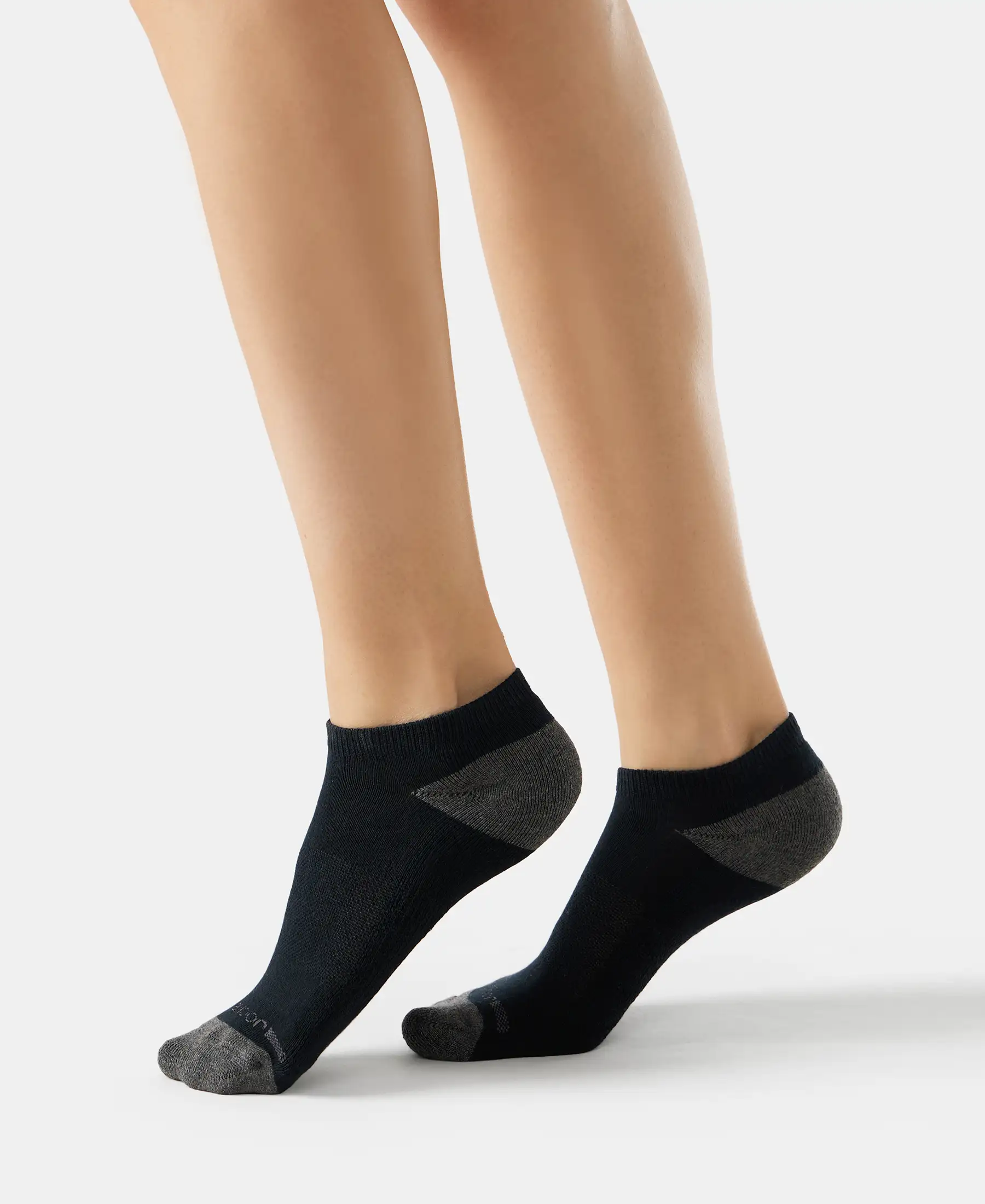 Cotton Nylon Blend Elastane Stretch Solid Low Show Socks with StayFresh Treatment - Black & White (Pack of 2) - Image 6