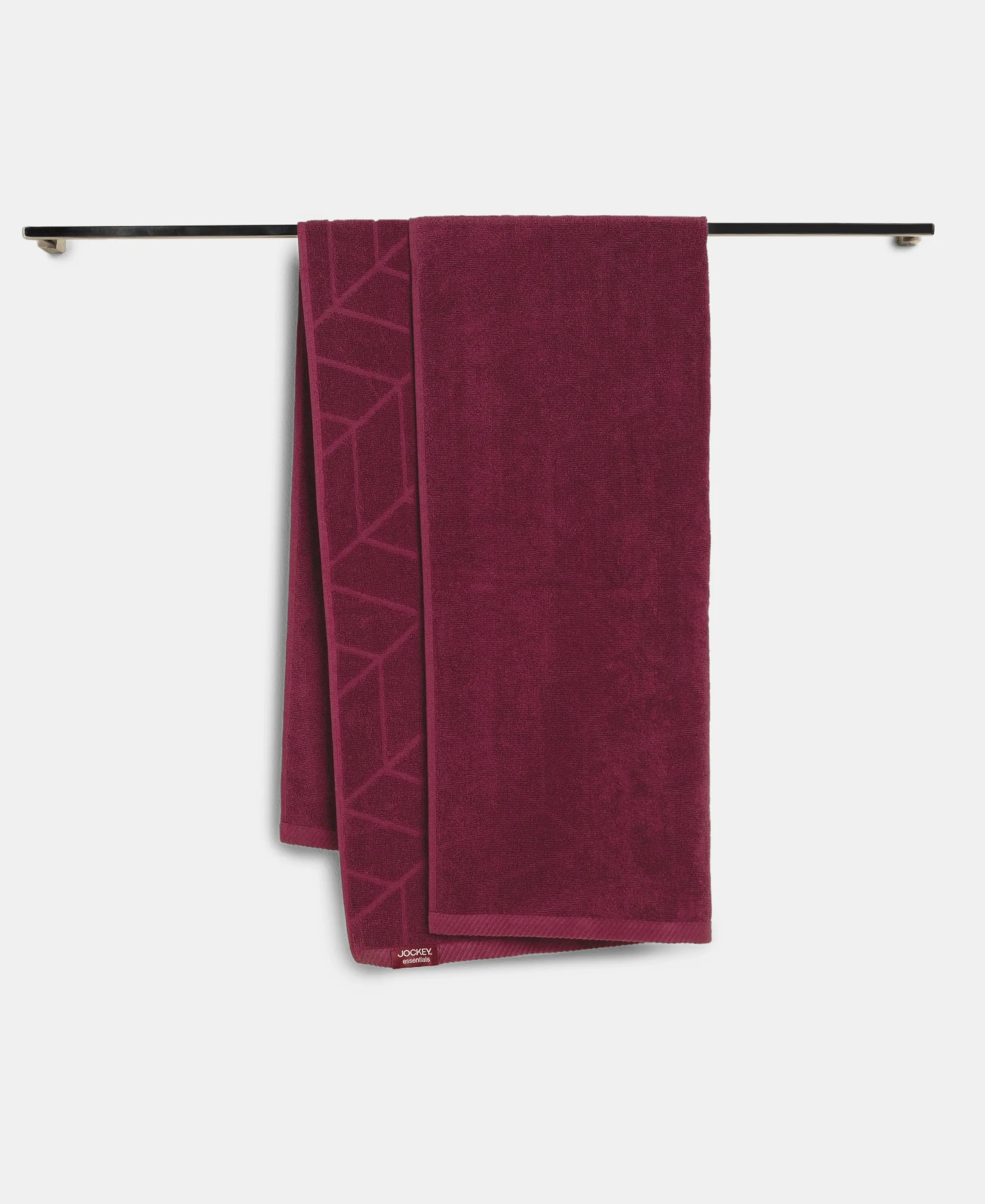 Cotton Terry Ultrasoft and Durable Patterned Bath Towel - Burgundy - Image 2