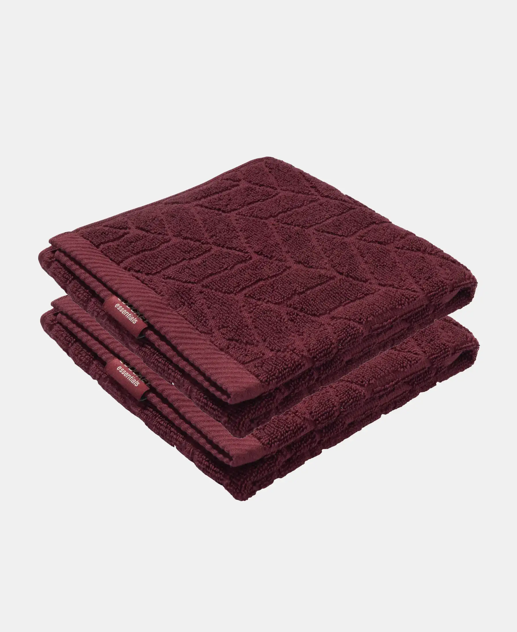 Cotton Terry Ultrasoft and Durable Patterned Hand Towel - Burgundy (Pack of 2) - Image 5