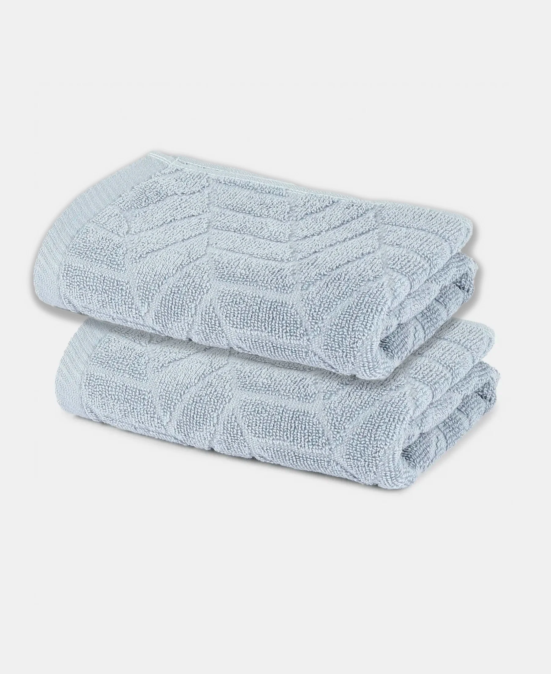 Cotton Terry Ultrasoft and Durable Patterned Hand Towel - Dusty Blue (Pack of 2) - Image 5