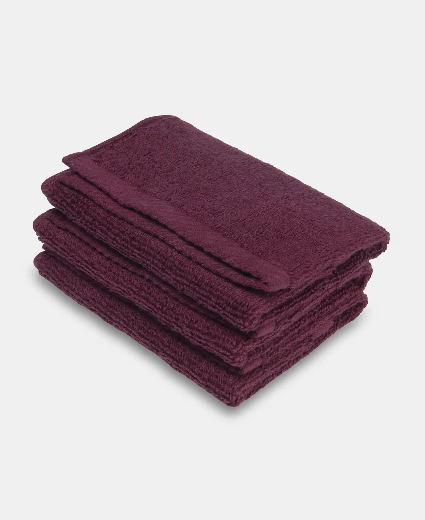 Cotton Terry Ultrasoft and Durable Solid Face Towel - Burgundy (Pack of 3)