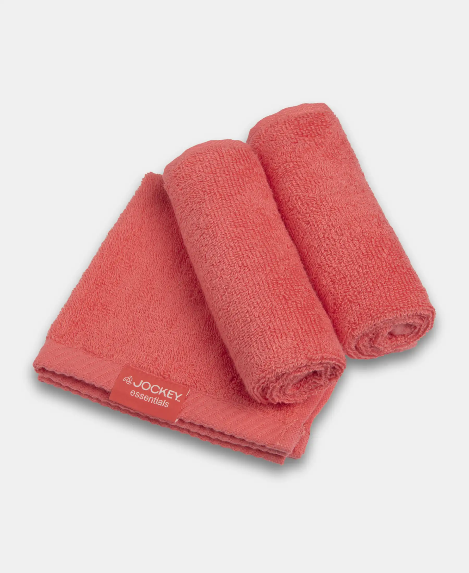 Cotton Terry Ultrasoft and Durable Solid Face Towel - Coral (Pack of 3) - Image 4
