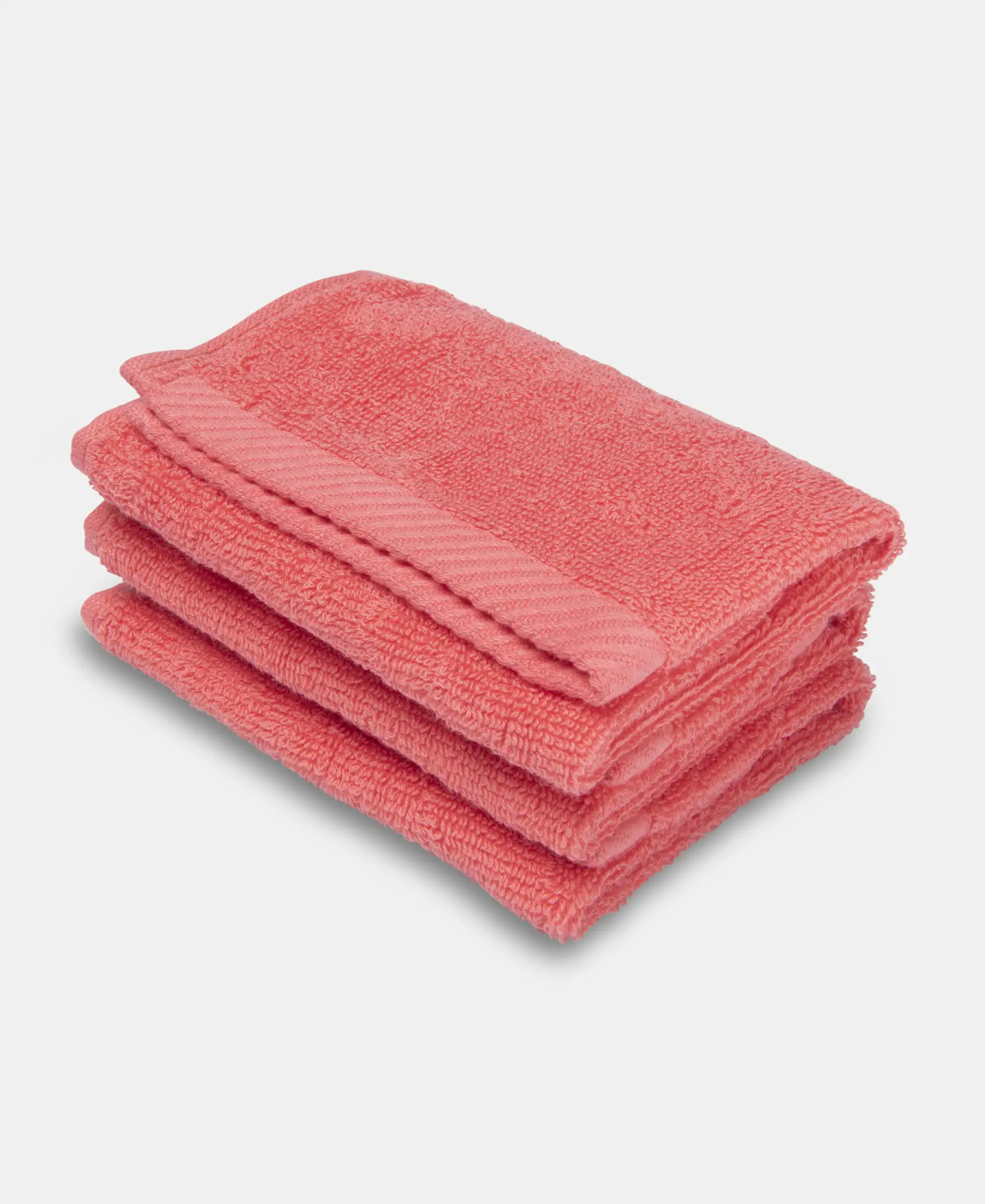Cotton Terry Ultrasoft and Durable Solid Face Towel - Coral (Pack of 3) - Image 5