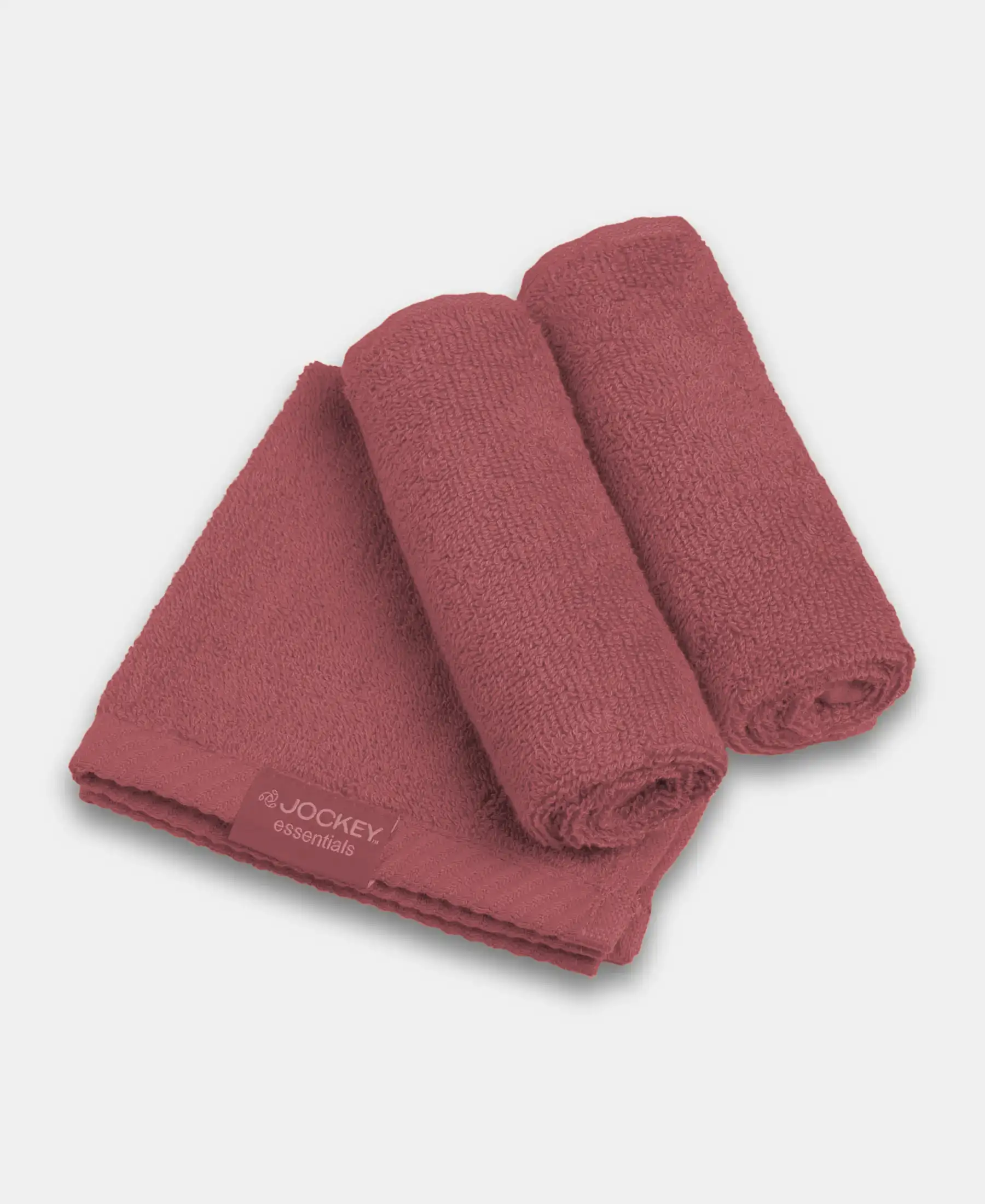 Cotton Terry Ultrasoft and Durable Solid Face Towel - Garnet Rose (Pack of 3) - Image 3