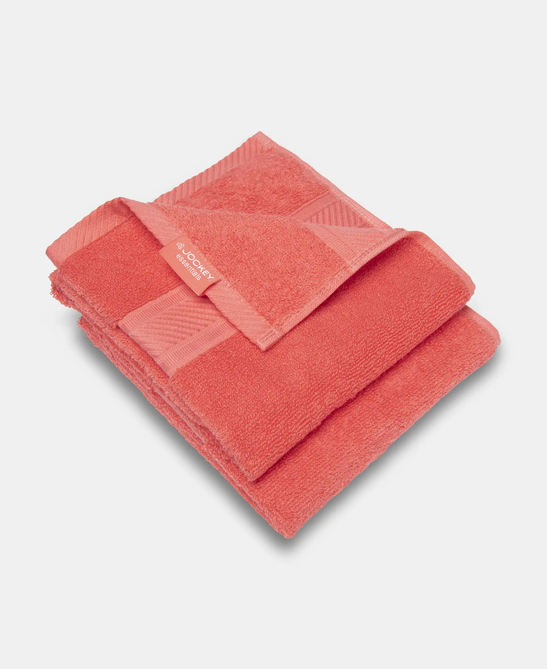 Cotton Terry Ultrasoft and Durable Solid Hand Towel - Coral (Pack of 2) - Image 2