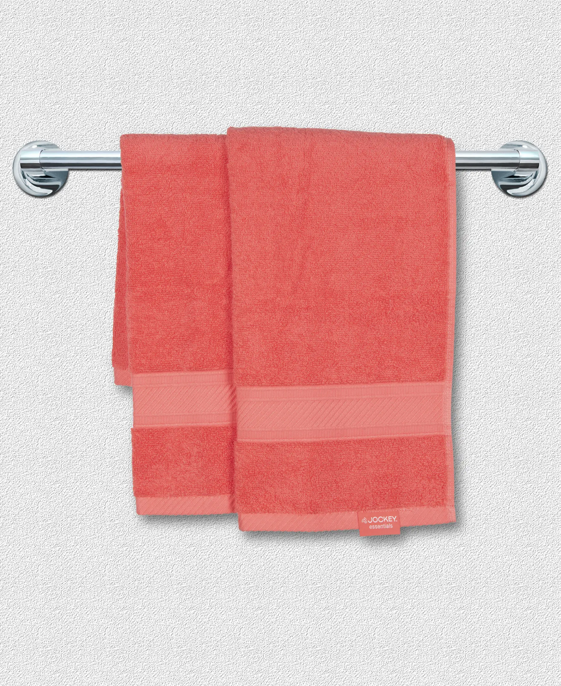 Cotton Terry Ultrasoft and Durable Solid Hand Towel - Coral (Pack of 2) - Image 4