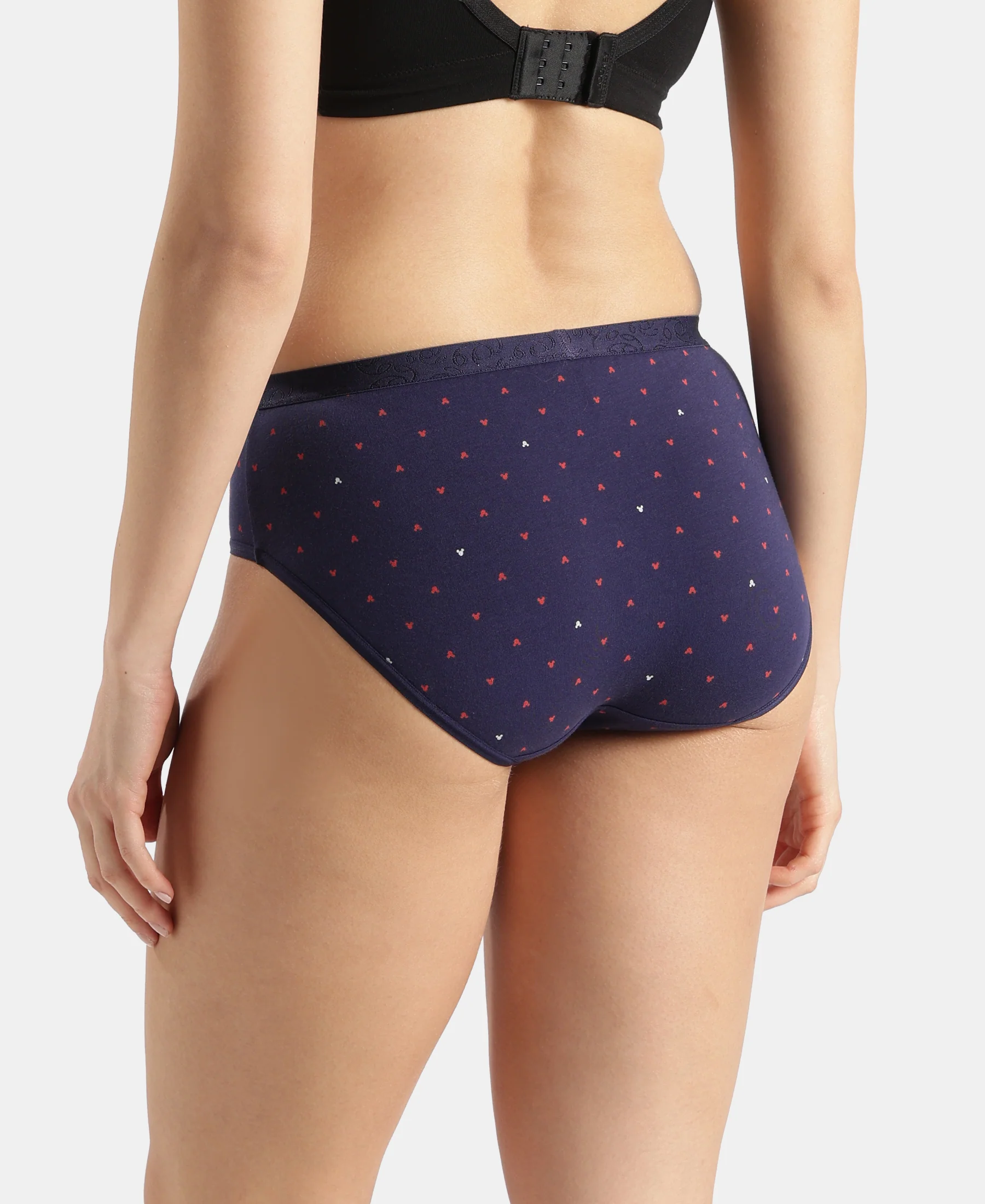 Disney Mickey & Friends High Coverage Super Combed Cotton Elastane Stretch Mid Waist Hipster - Valerian, Candlelight Peach & Classic Navy (Pack of 3) - Image 11