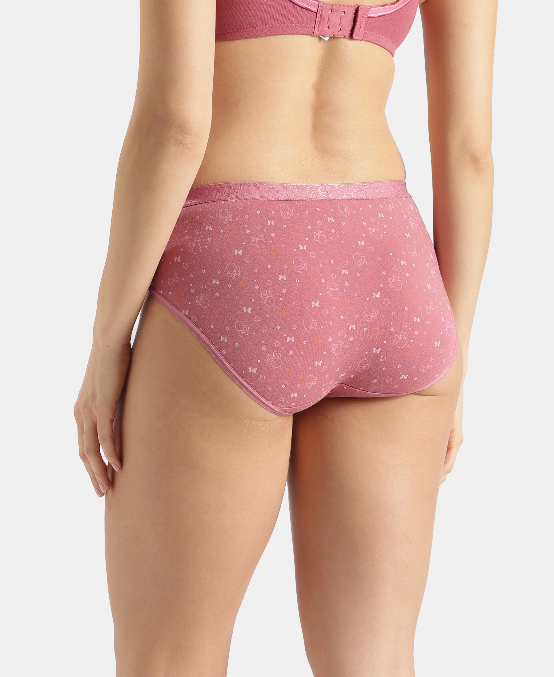 Disney Mickey & Friends High Coverage Super Combed Cotton Elastane Stretch Mid Waist Hipster - Mocha, High Rose & Ashleigh Blue (Pack of 3) - Image 11