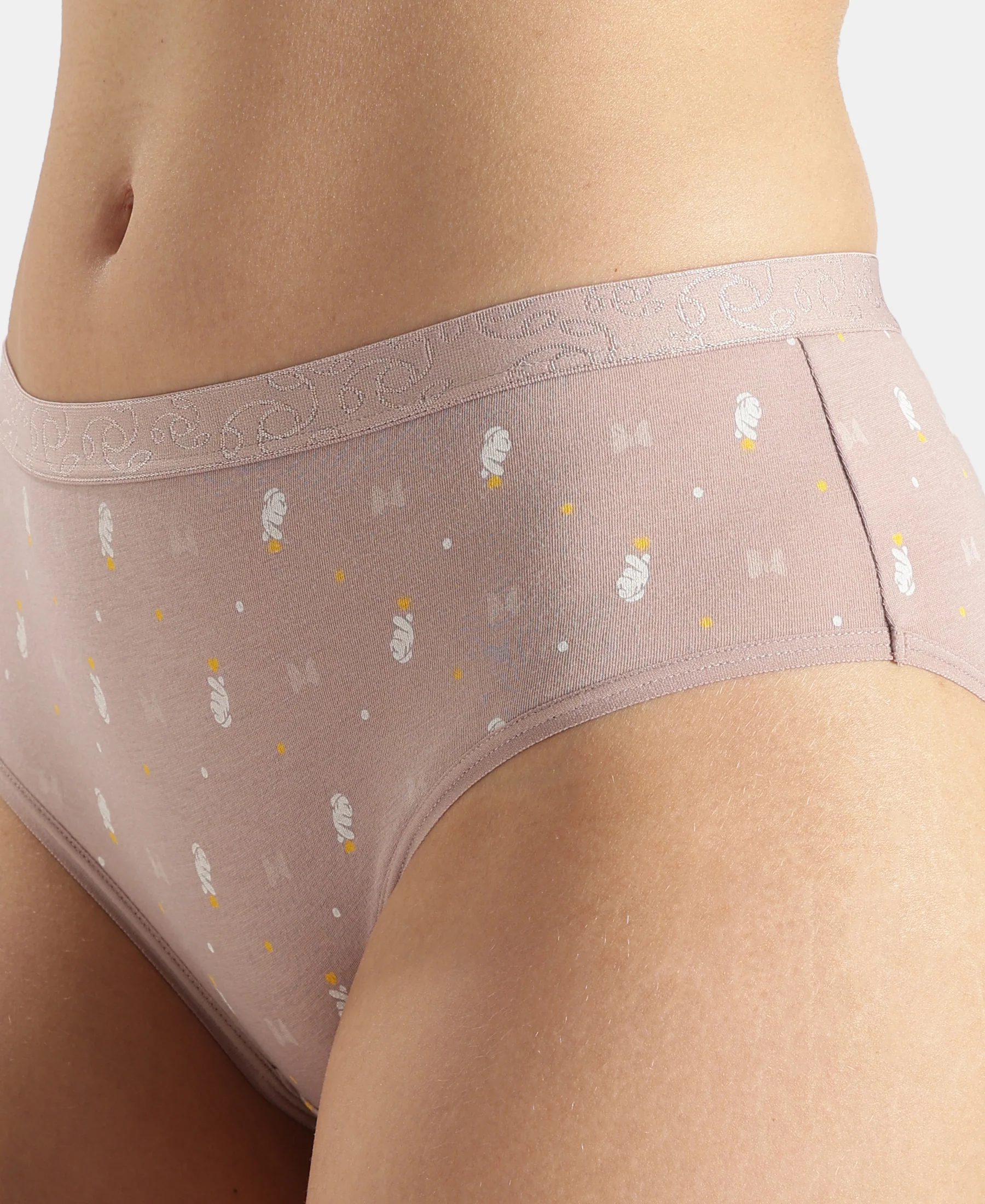 Disney Mickey & Friends High Coverage Super Combed Cotton Elastane Stretch Mid Waist Hipster - Mocha, High Rose & Ashleigh Blue (Pack of 3) - Image 22
