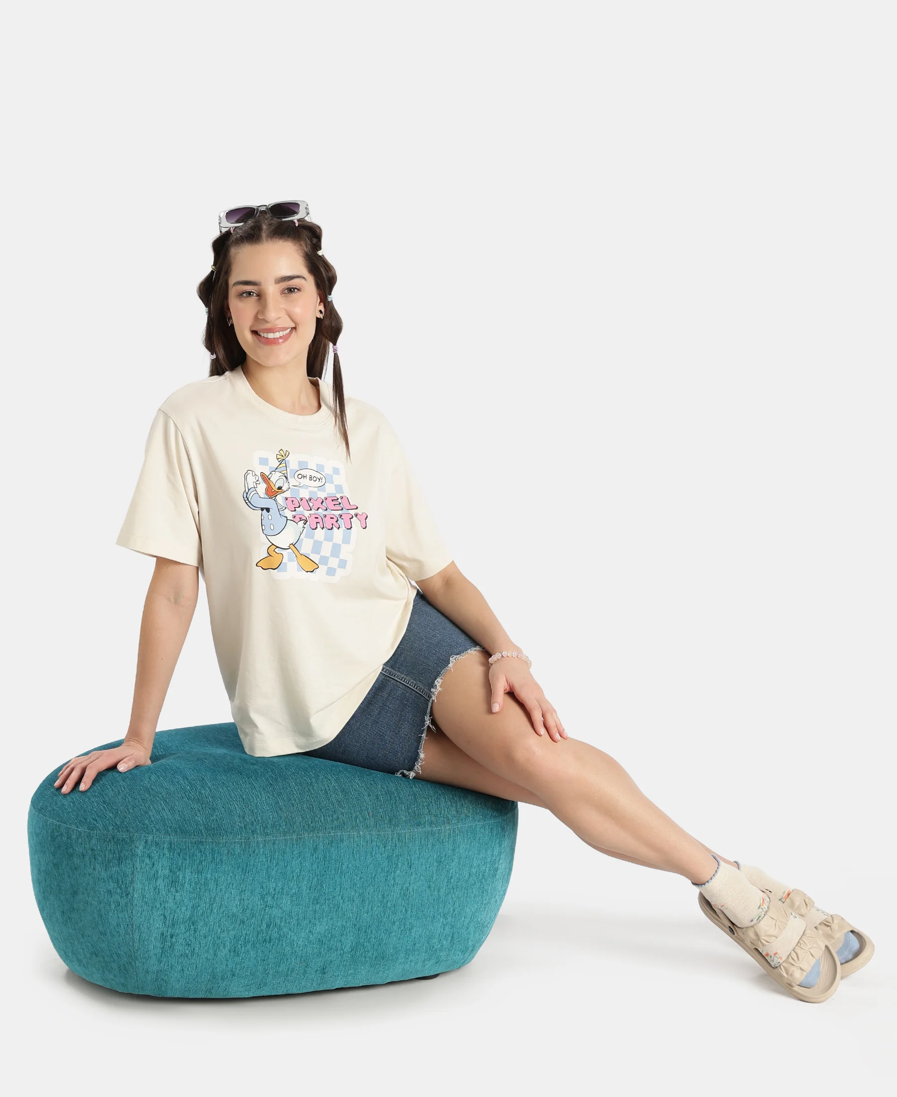 Disney Donald Duck Super Combed Cotton Rich Oversized Fit Printed T-Shirt - Almond Milk - Image 6