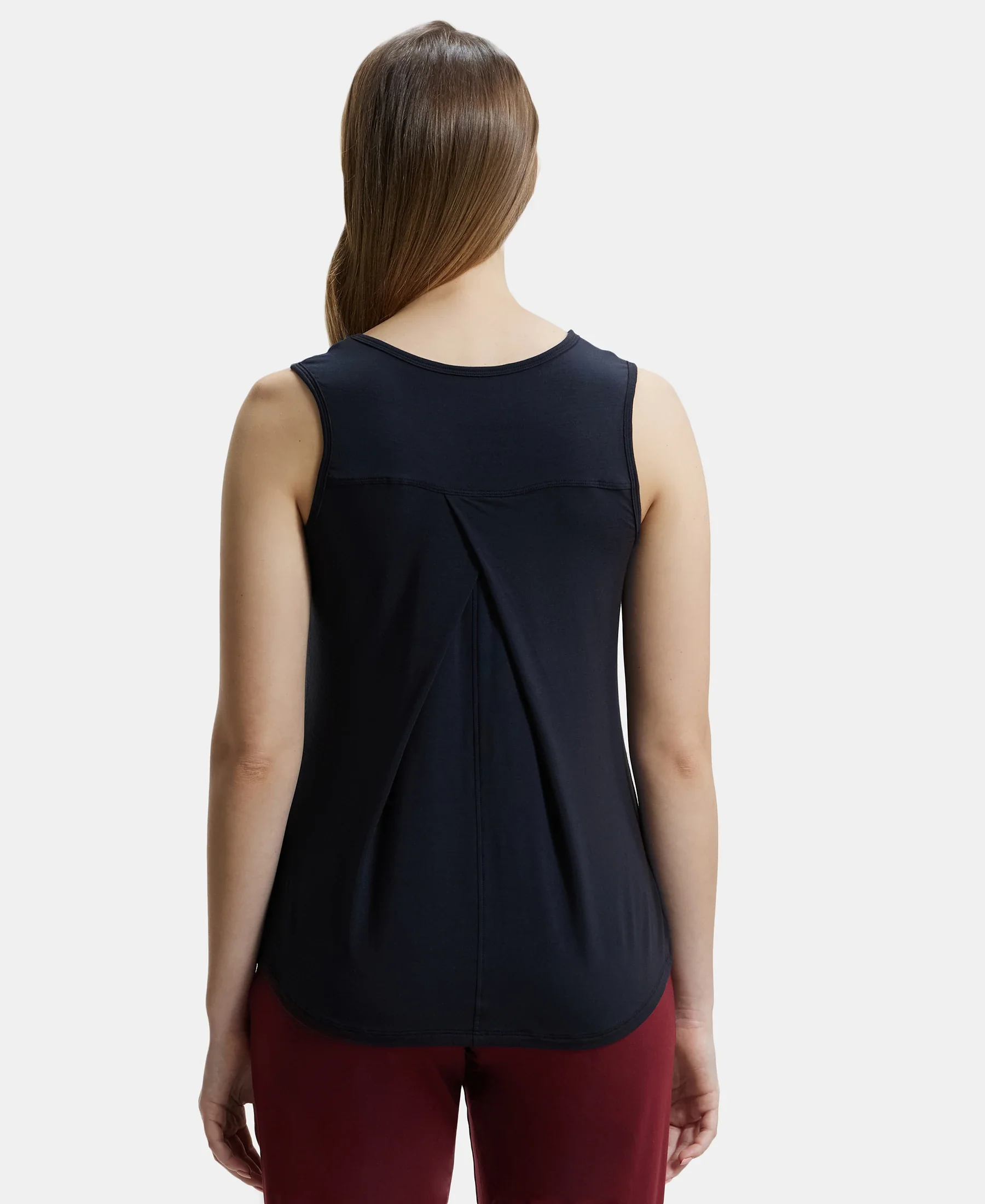 Environment Friendly Lyocell Elastane Stretch Relaxed Fit Tank Top - Black - Image 3