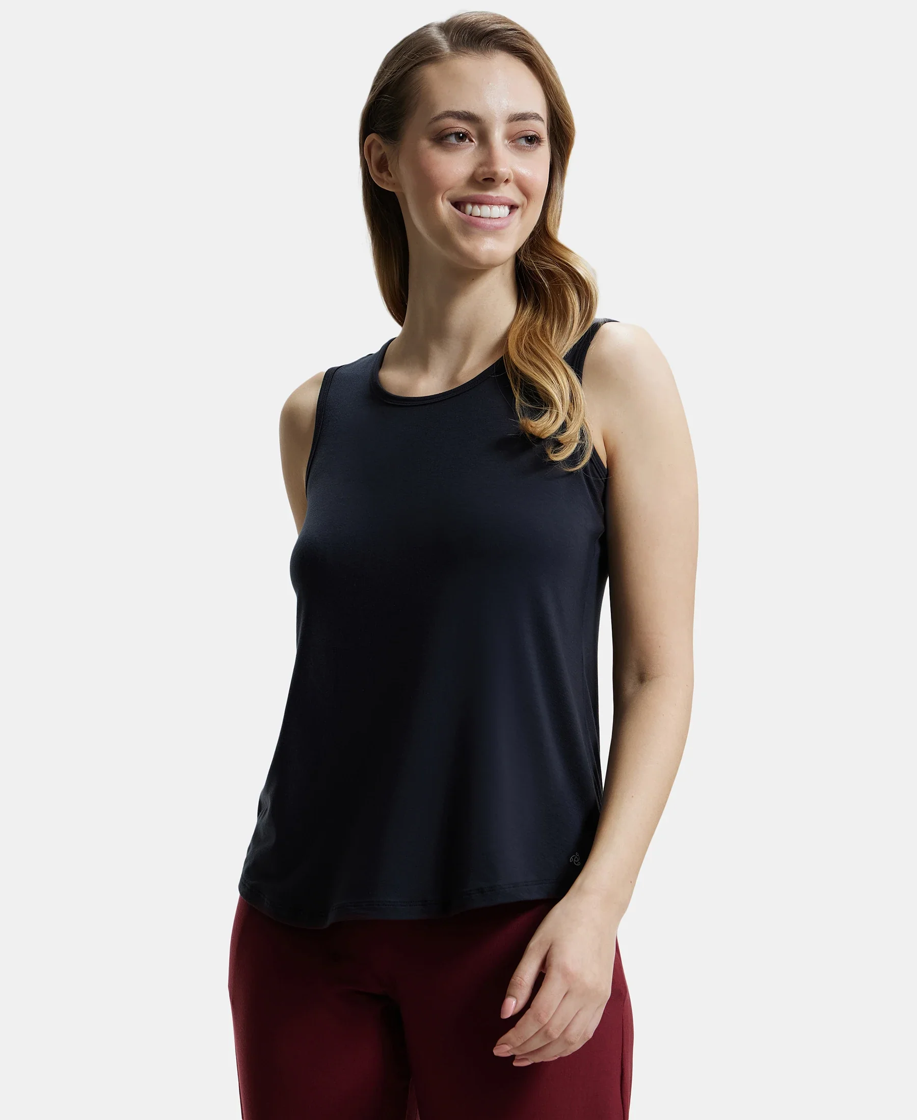 Environment Friendly Lyocell Elastane Stretch Relaxed Fit Tank Top - Black - Image 5