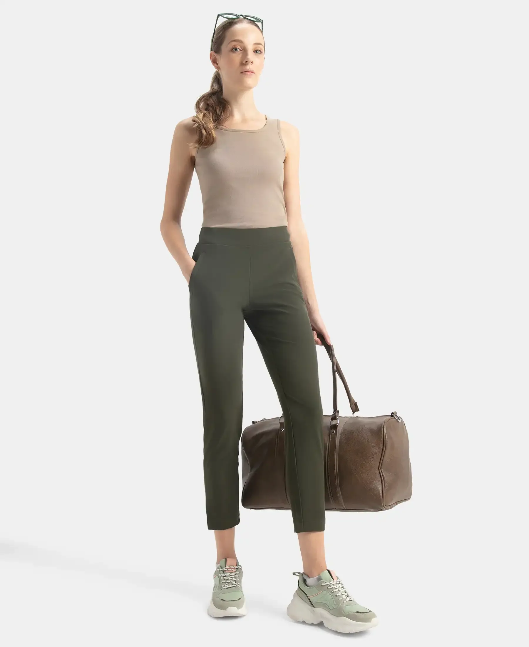 Environment Friendly Recycled Microfiber All Day Pants with StayFresh Treatment - Olive - Image 4