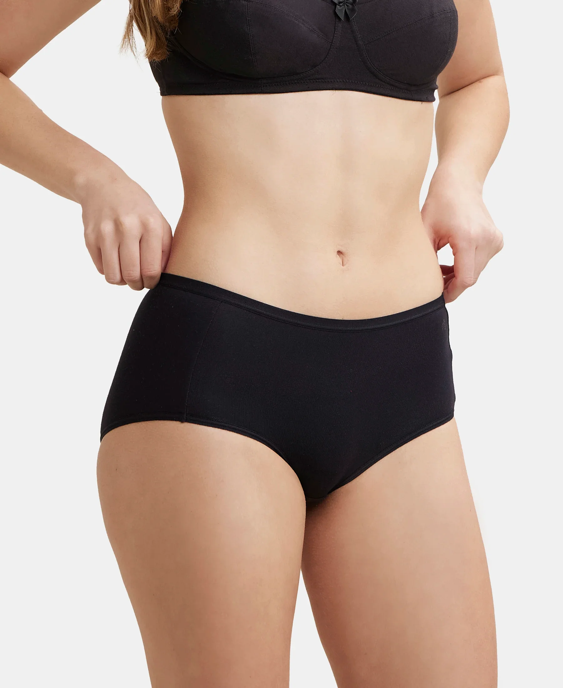 Full Coverage Micro Modal Elastane Stretch Full Brief With Exposed Waistband and StayFresh Treatment  - Black - Image 5