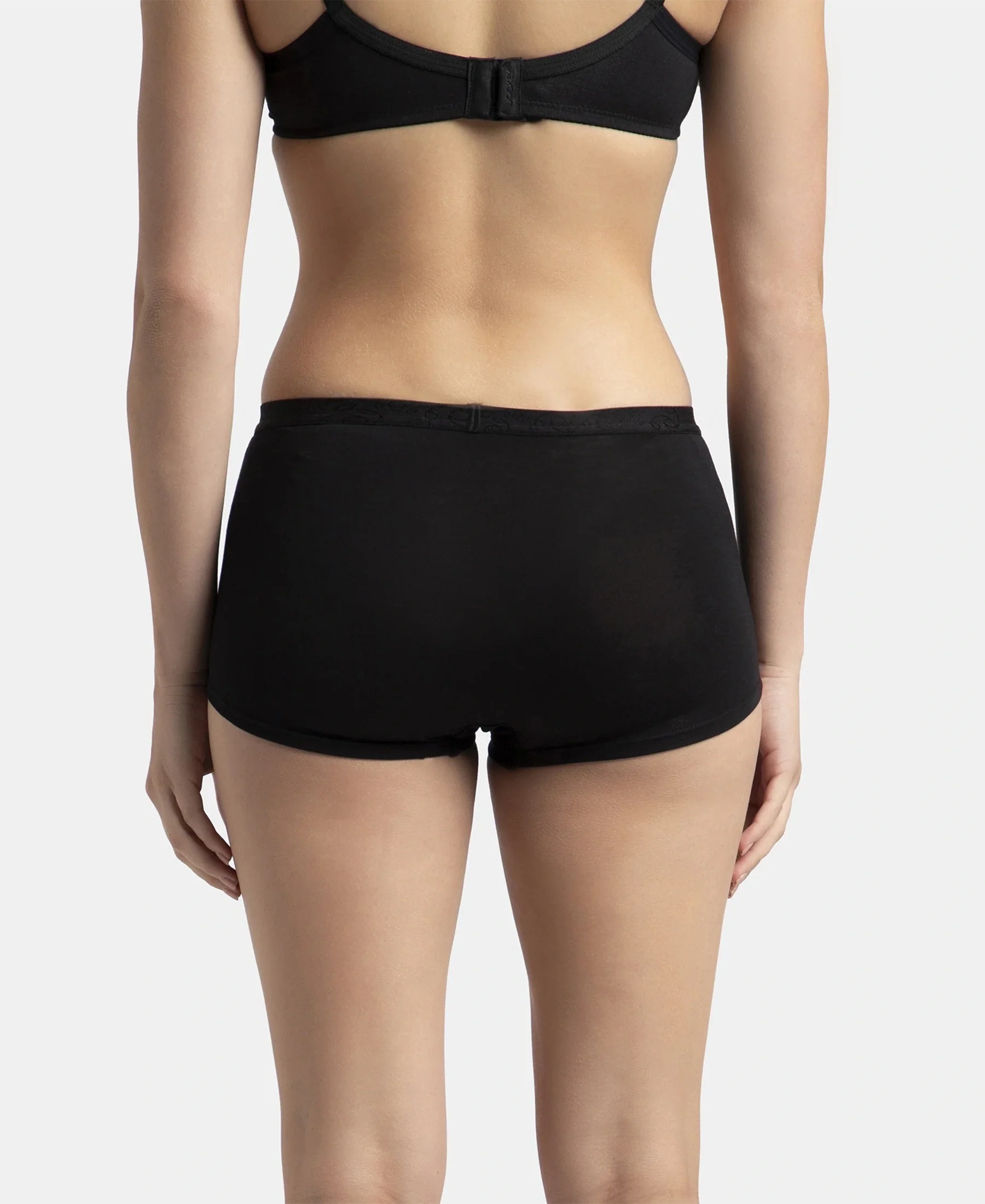 Full Coverage Micro Modal Elastane Stretch Boy Shorts with StayFresh Treatment - Black - Image 3