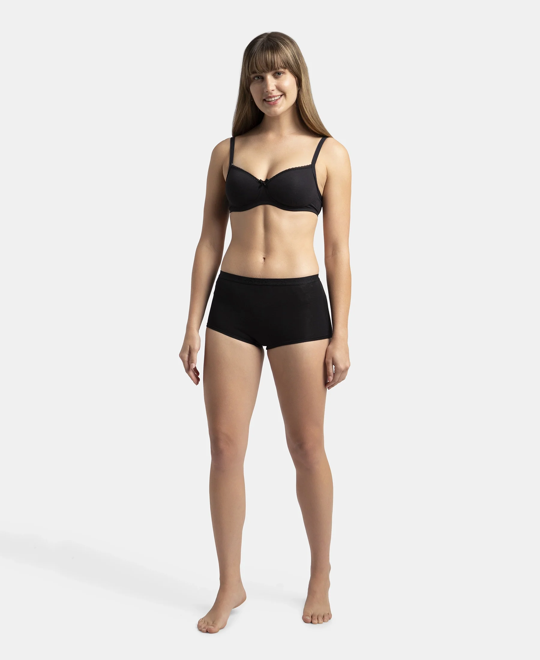 Full Coverage Micro Modal Elastane Stretch Boy Shorts with StayFresh Treatment - Black - Image 4