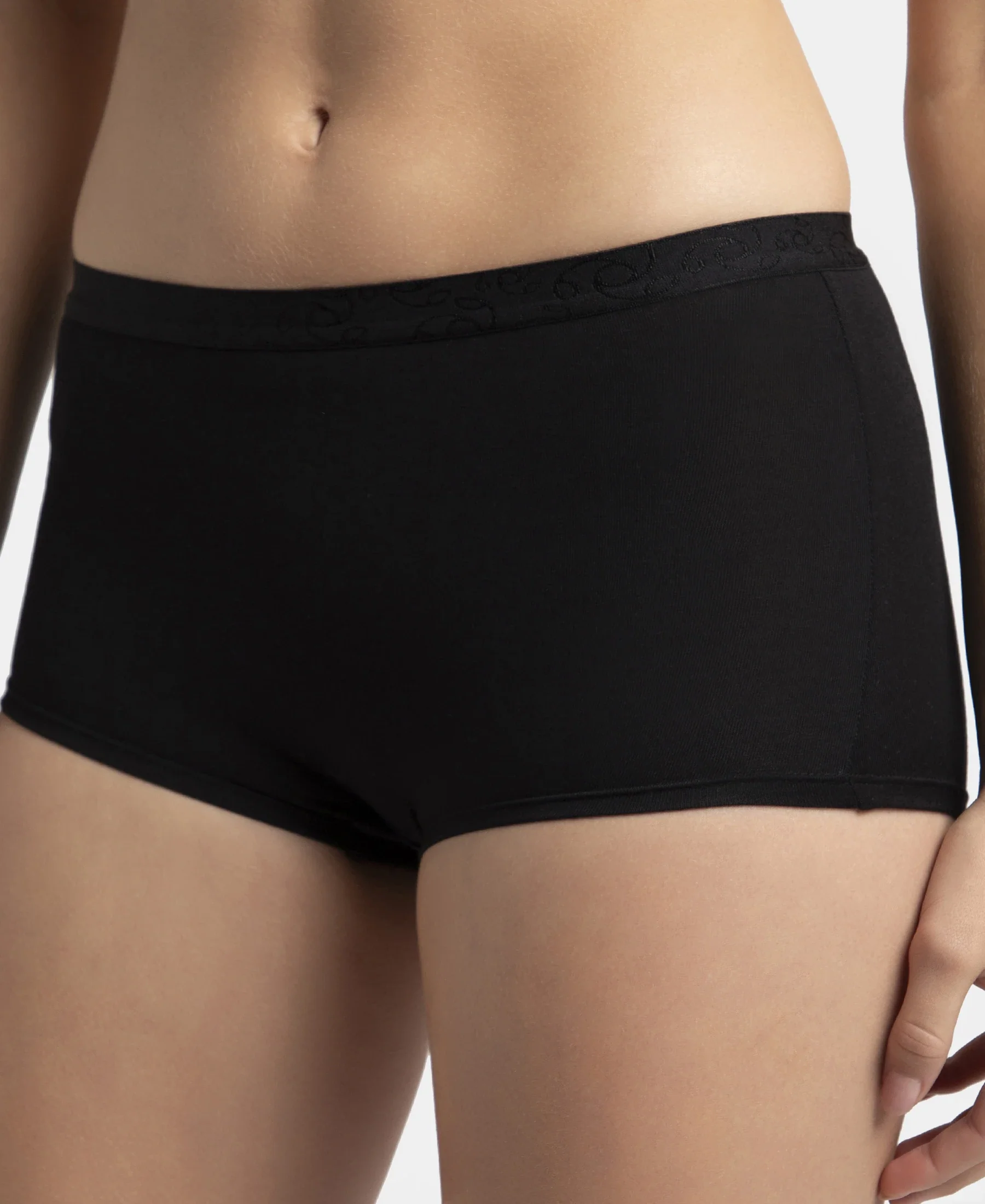 Full Coverage Micro Modal Elastane Stretch Boy Shorts with StayFresh Treatment - Black - Image 7