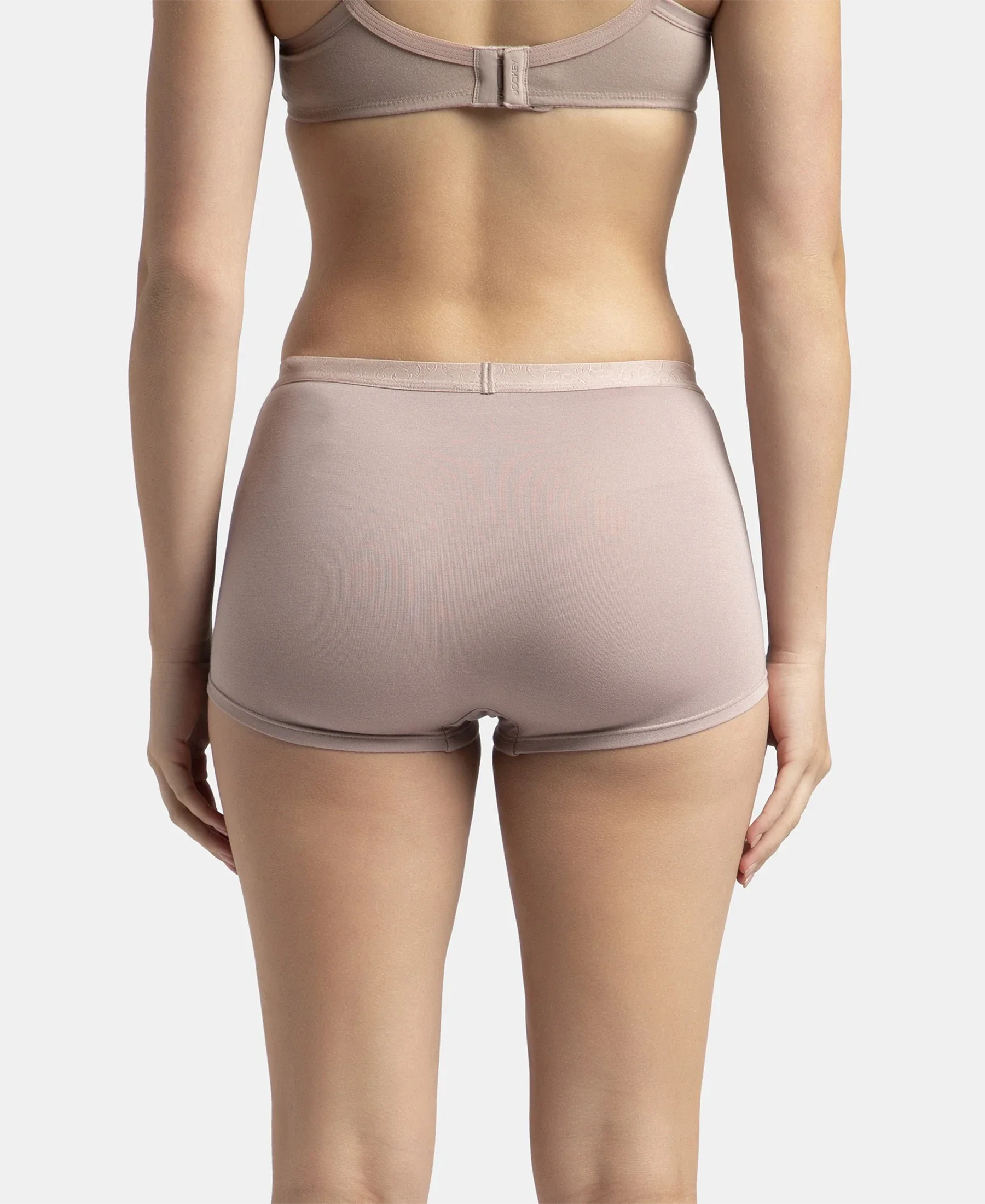 Full Coverage Micro Modal Elastane Stretch Boy Shorts with StayFresh Treatment - Mocha - Image 3