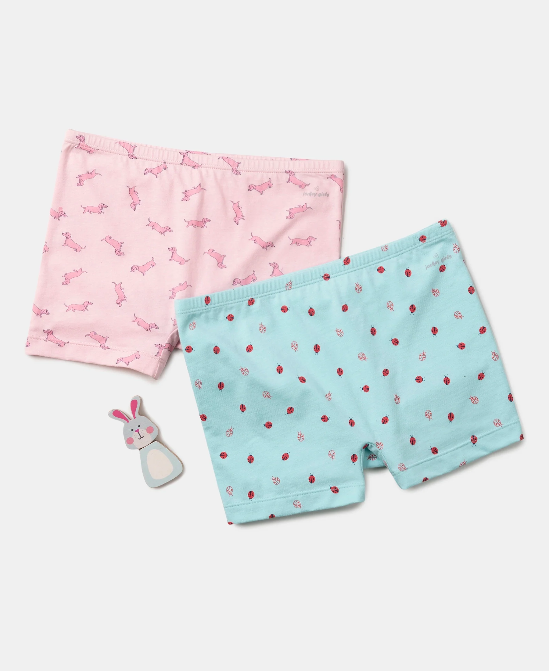 Girls Super Combed Cotton Elastane Stretch Printed Shorties with Concealed Waistband - Assorted (Pack of 2) - Image 5