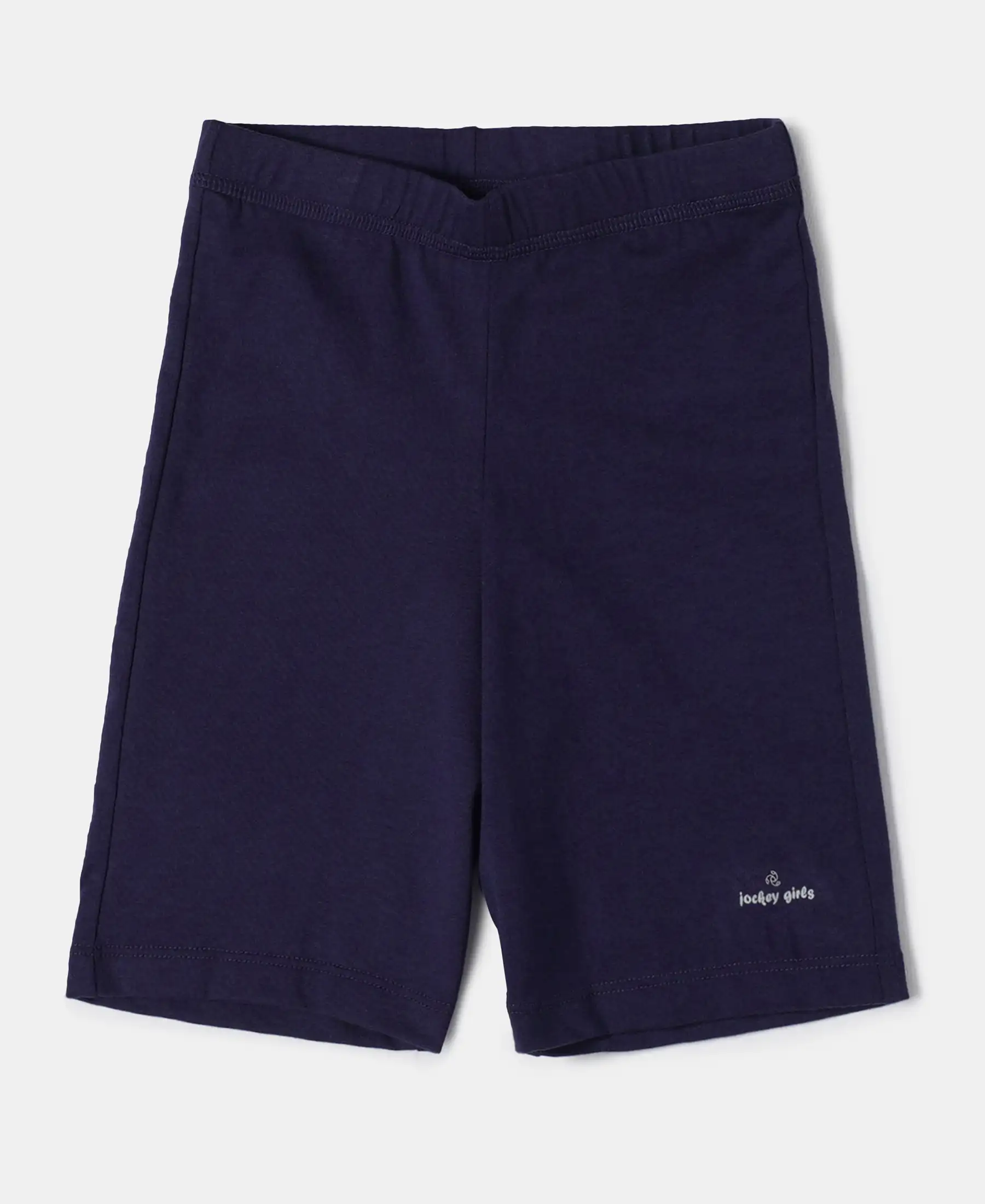 Girl's Super Combed Cotton Elastane Stretch Shorties with Ultrasoft Waistband - Classic Navy (Pack of 2) - Image 4
