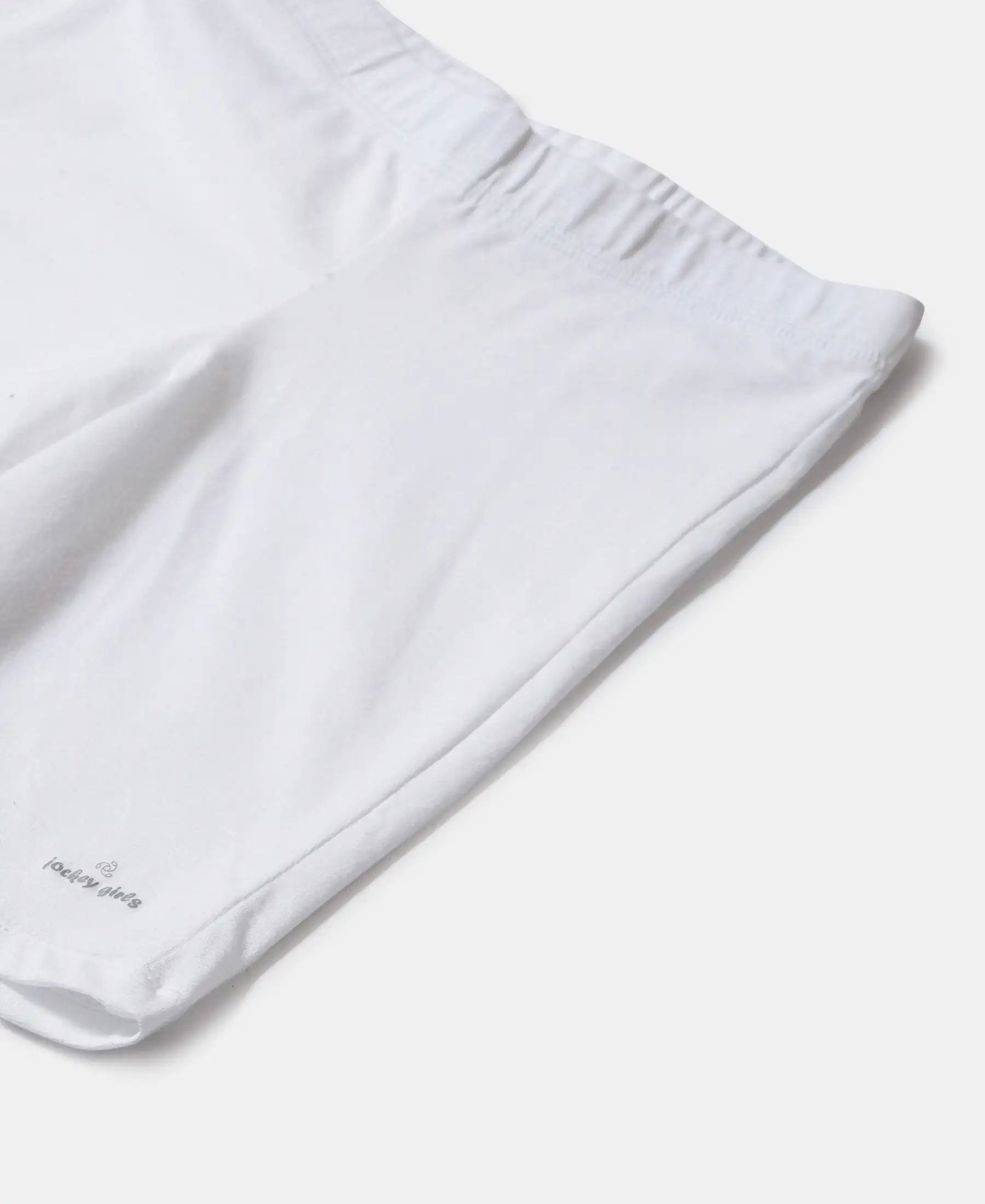 Girl's Super Combed Cotton Elastane Stretch Shorties with Ultrasoft Waistband - White - Image 3