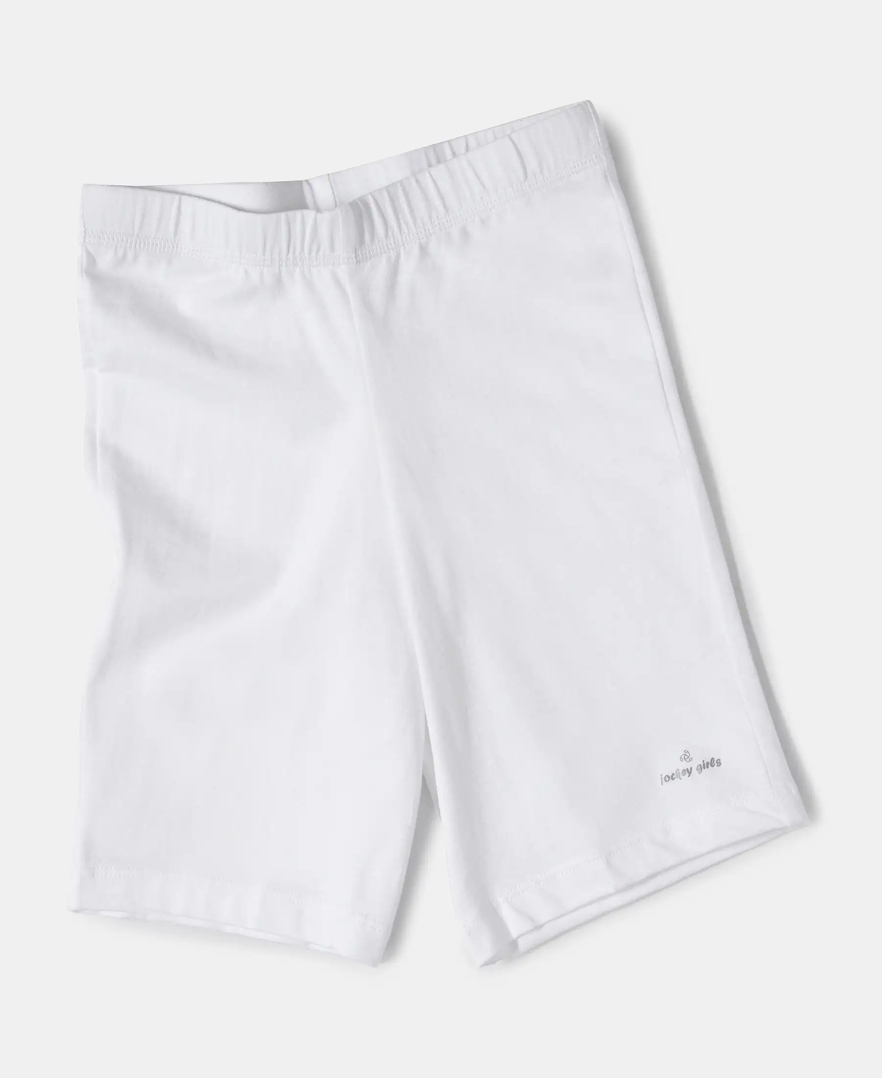 Girl's Super Combed Cotton Elastane Stretch Shorties with Ultrasoft Waistband - White - Image 4