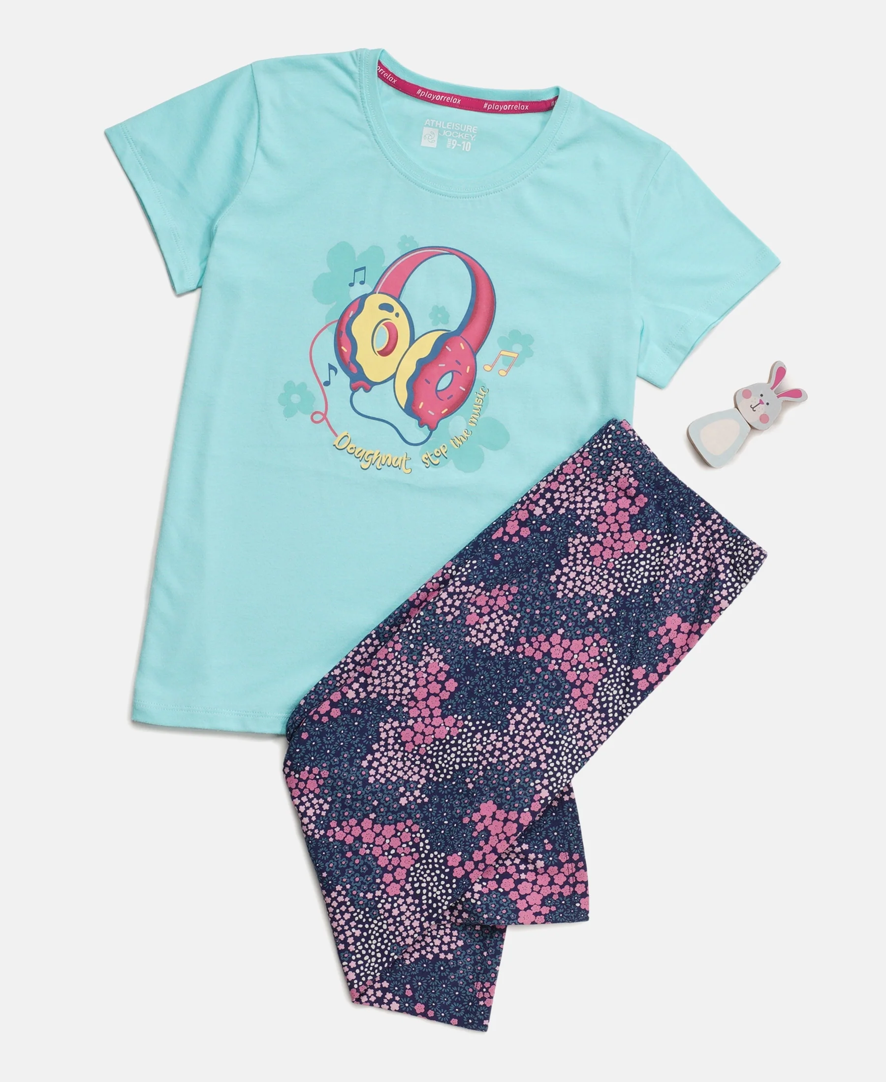 Girl's Super Combed Cotton Graphic Printed T-Shirt - Aruba Blue - Image 5
