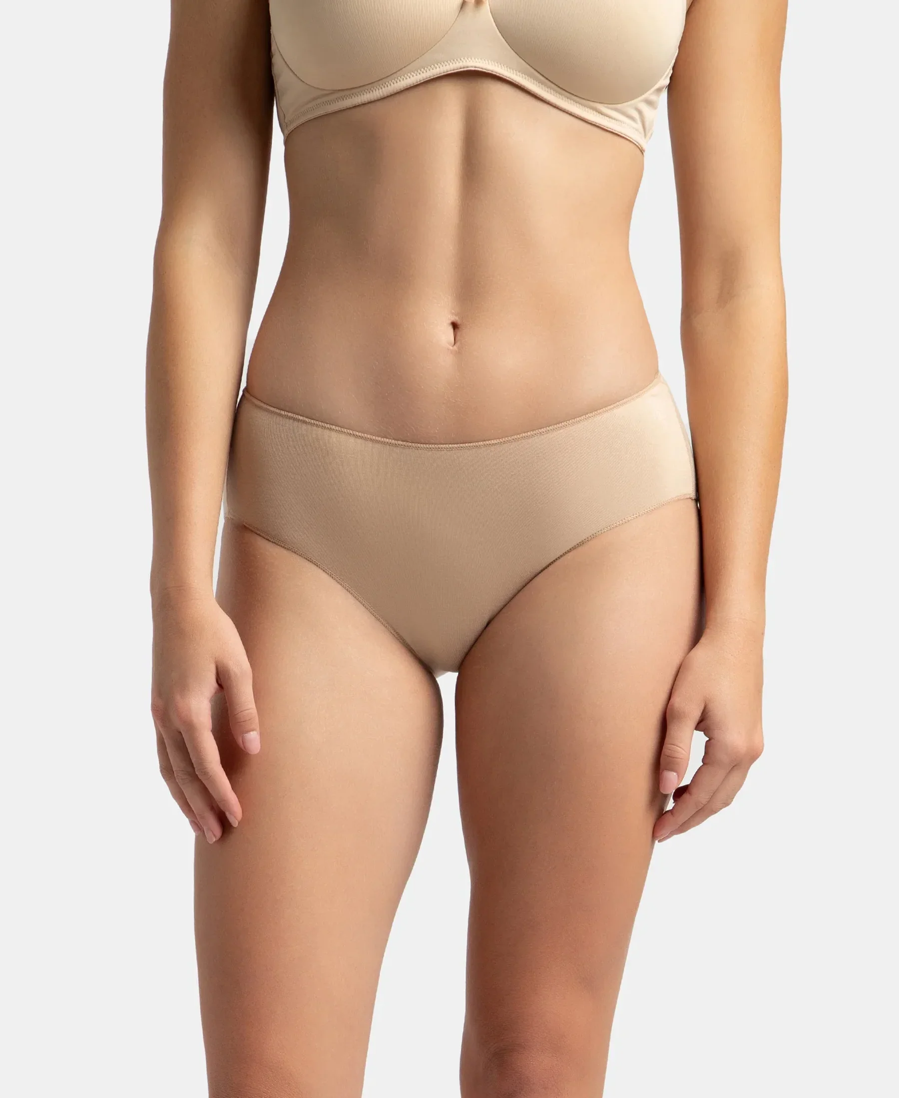 High Coverage Micro Modal Elastane Stretch Hipster With Ultrasoft Concealed Waistband - Black & Skin (Pack of 2) - Image 7