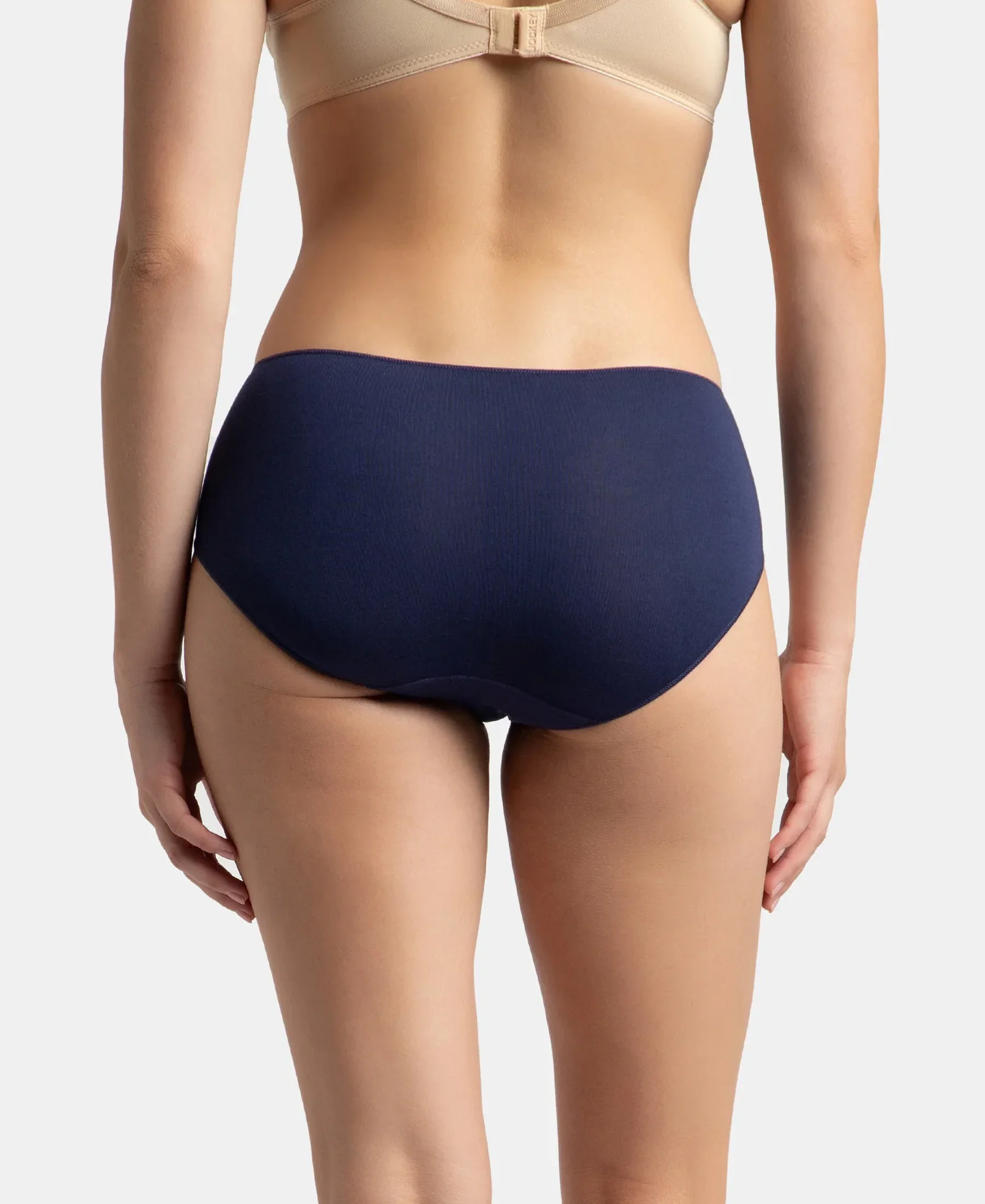 High Coverage Micro Modal Elastane Stretch Hipster With Ultrasoft Concealed Waistband - Cashmere Rose & Classic Navy (Pack of 2) - Image 8