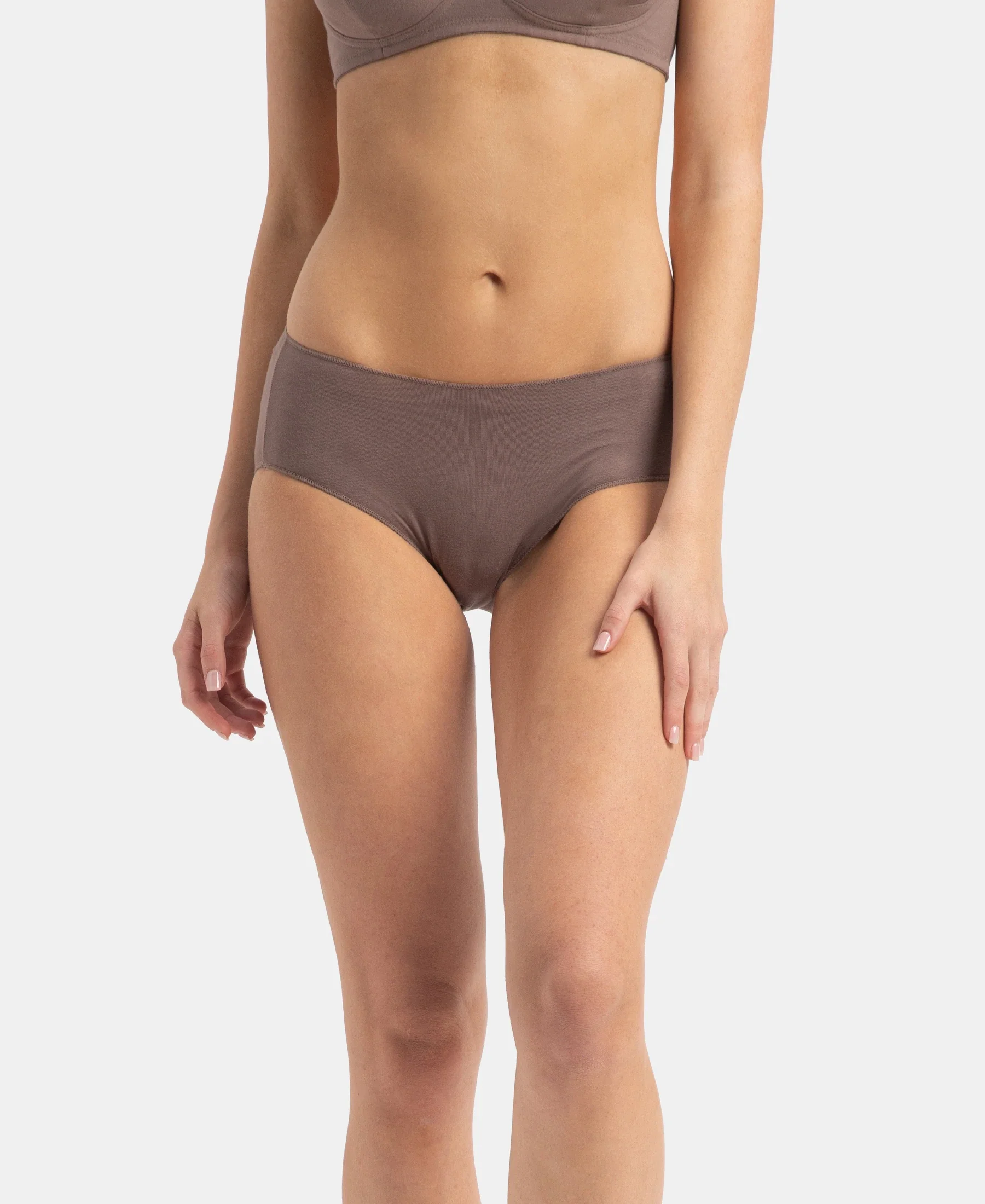 High Coverage Micro Modal Elastane Stretch Hipster With Ultrasoft Concealed Waistband - Cashmere Rose & Deep Taupe (Pack of 2) - Image 3