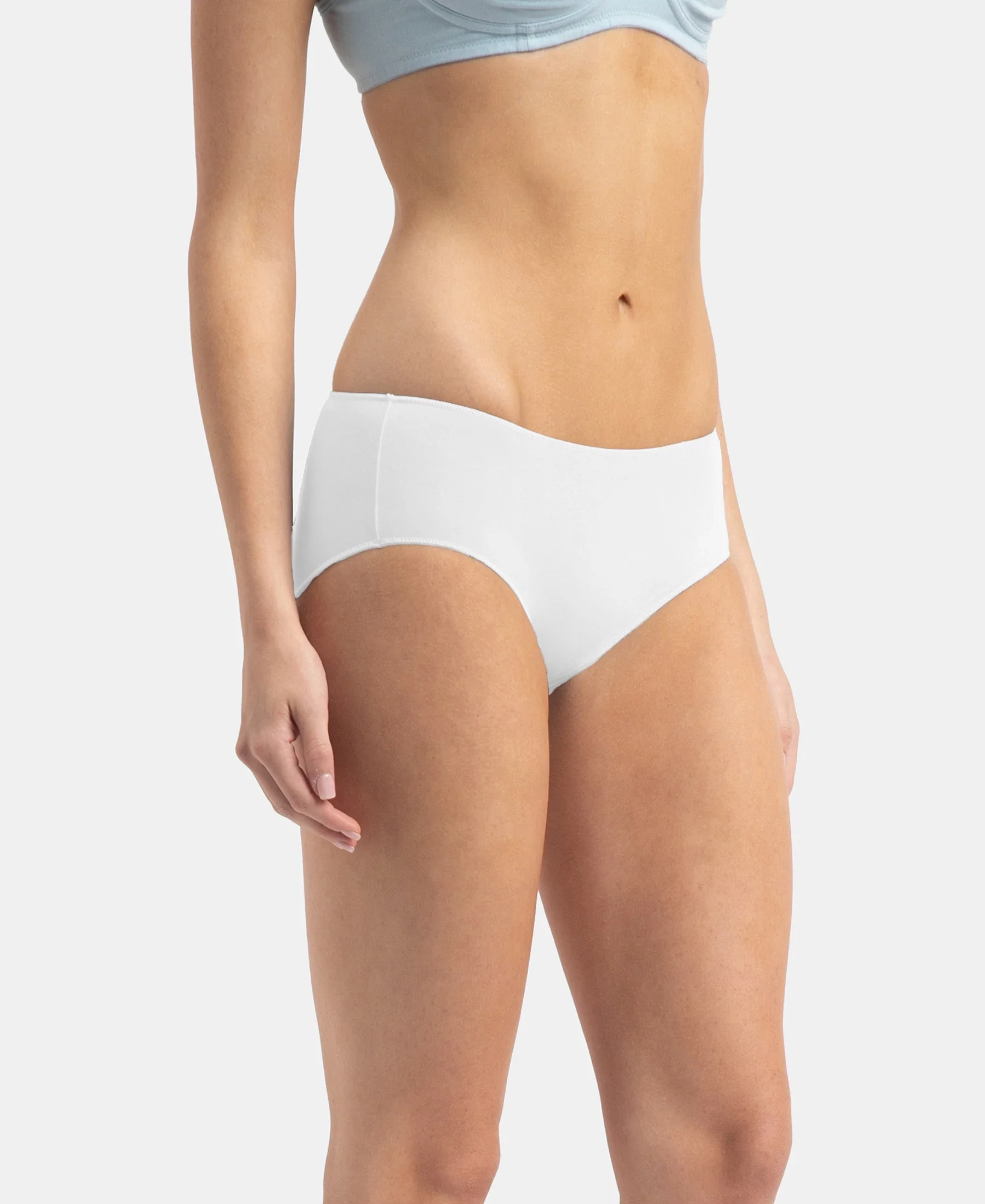 High Coverage Micro Modal Elastane Stretch Hipster With Ultrasoft Concealed Waistband - White - Image 2