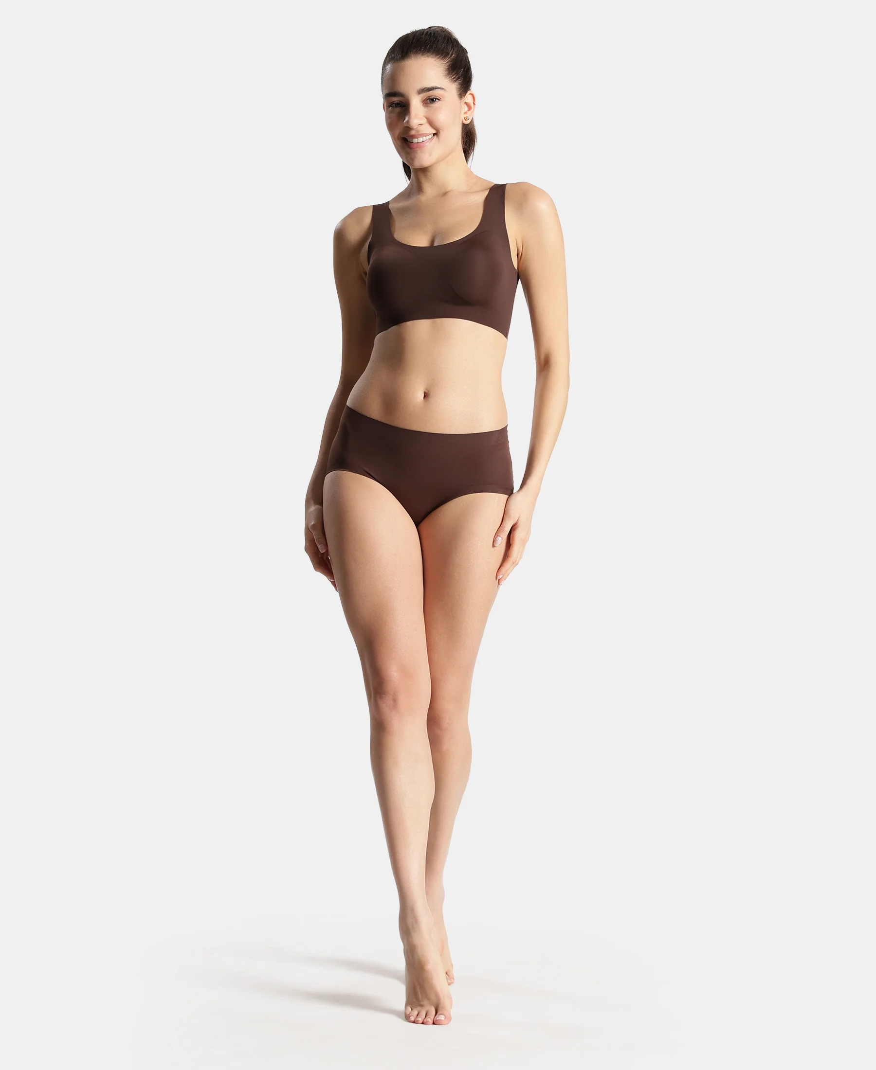 High Coverage Soft Touch Microfiber Elastane Stretch Full Brief with No Visible Pantyline - Chicory Coffee - Image 4