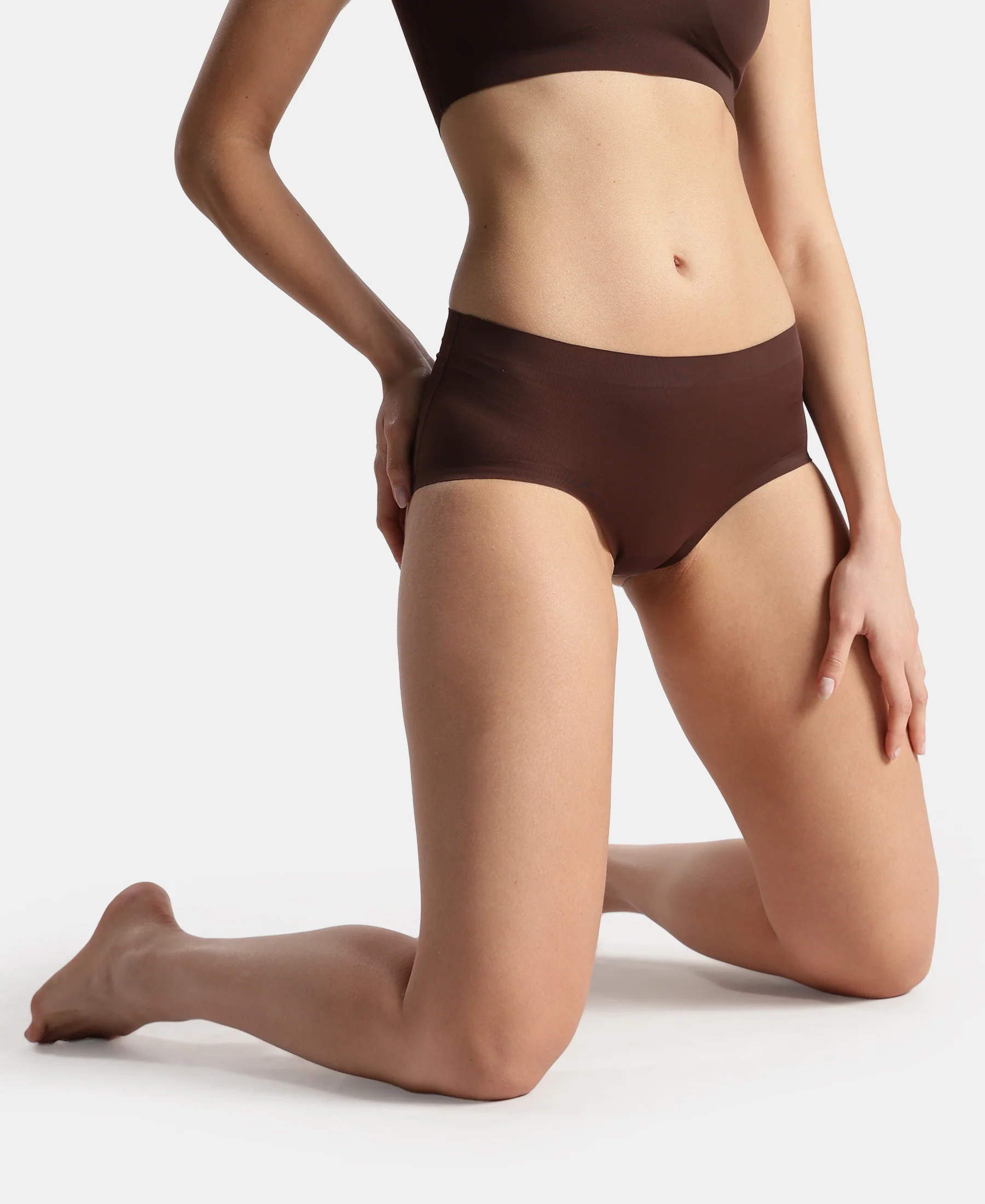 High Coverage Soft Touch Microfiber Elastane Stretch Full Brief with No Visible Pantyline - Chicory Coffee - Image 5