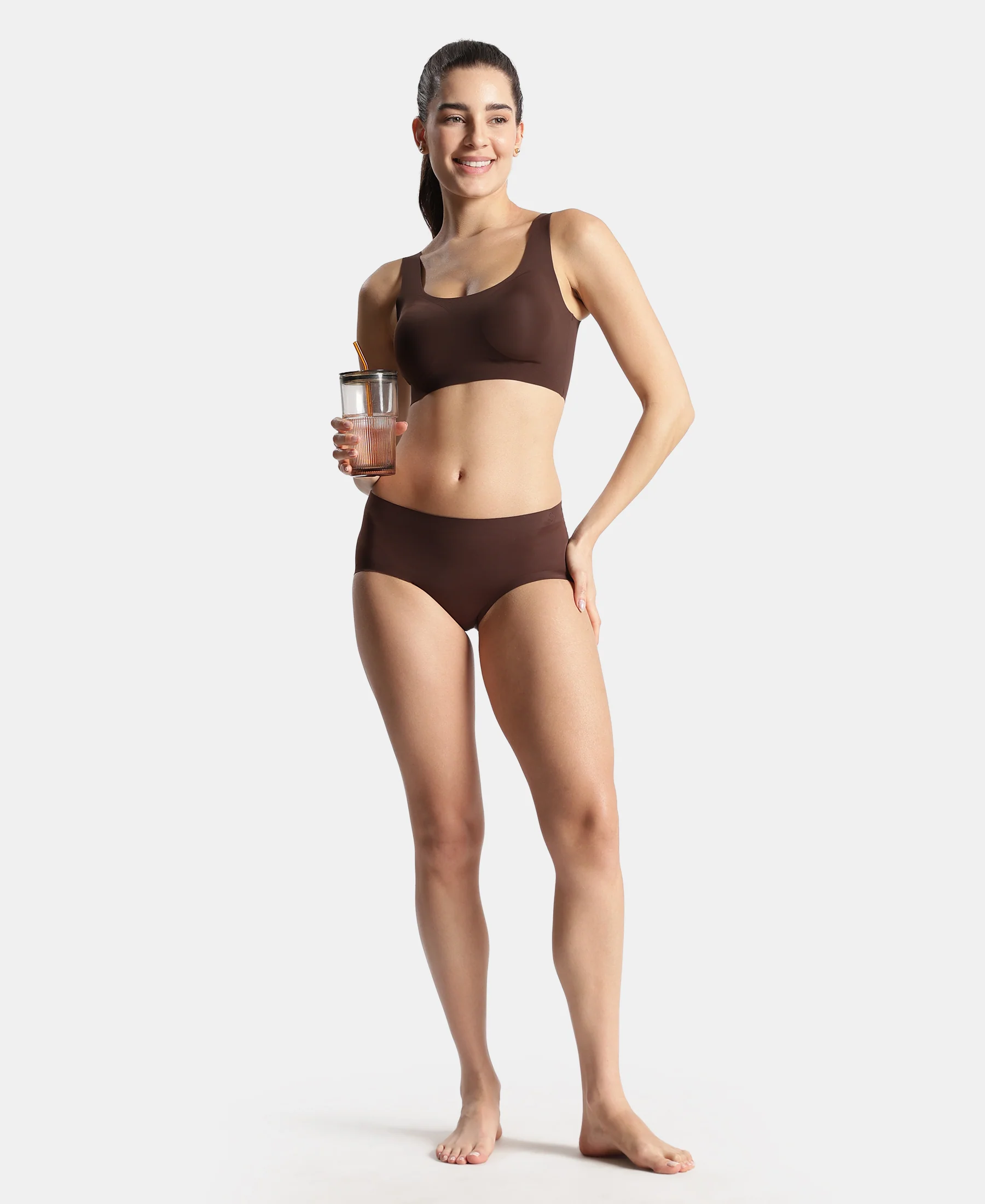 High Coverage Soft Touch Microfiber Elastane Stretch Full Brief with No Visible Pantyline - Chicory Coffee - Image 6