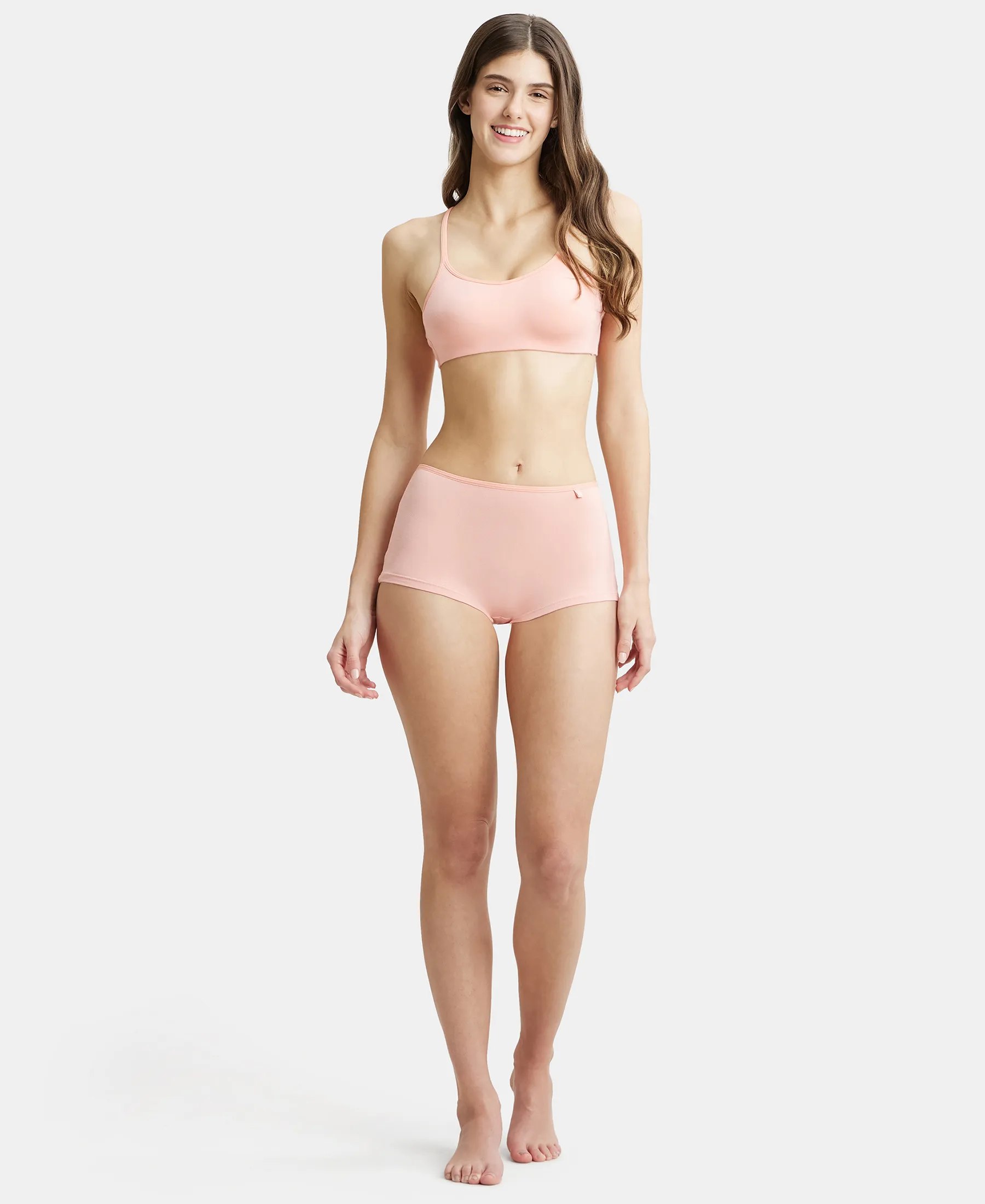High Coverage Super Combed Cotton Elastane Stretch Boy Leg With Concealed Waistband and StayFresh Treatment - Candlelight Peach - Image 4