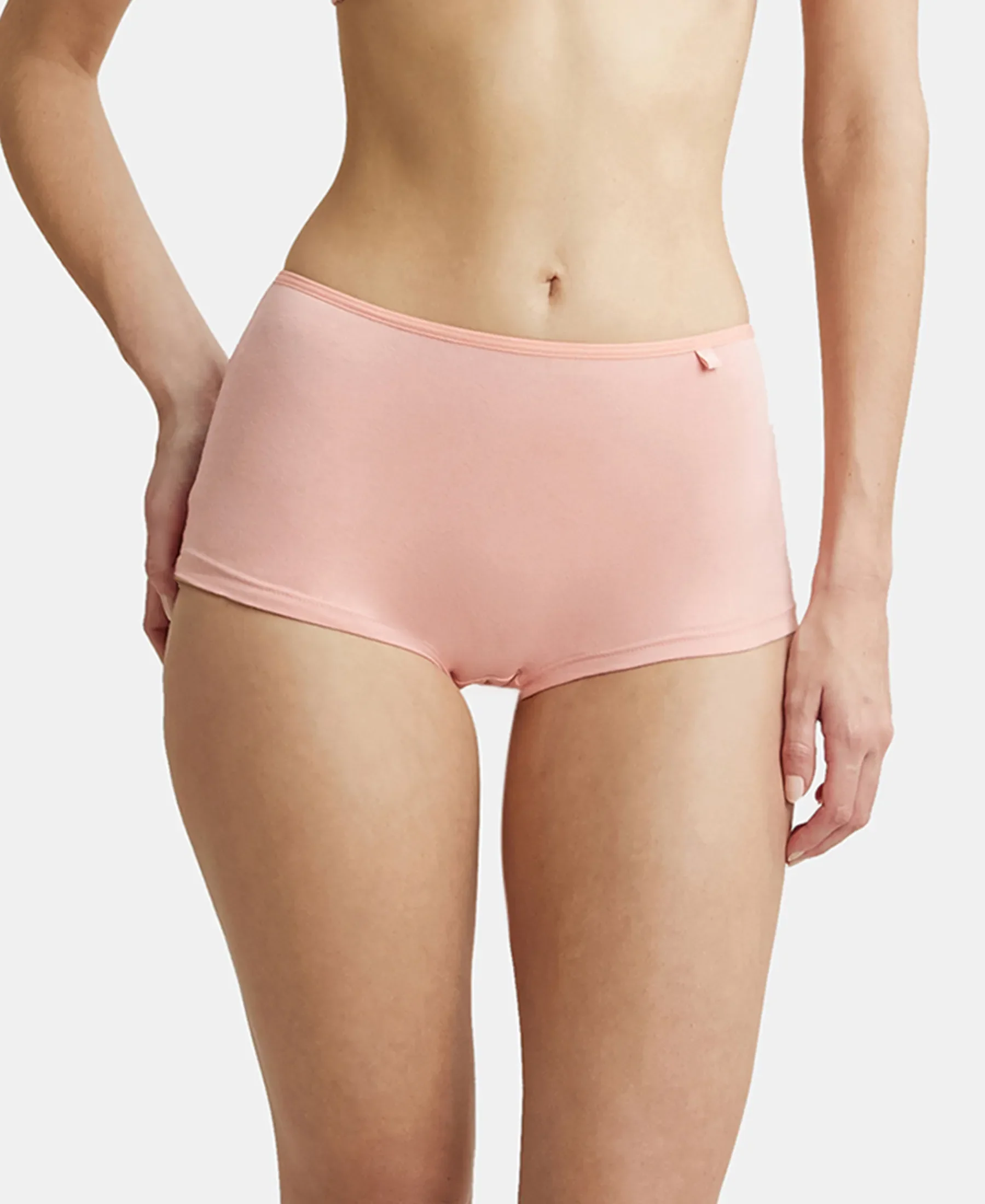 High Coverage Super Combed Cotton Elastane Stretch Boy Leg With Concealed Waistband and StayFresh Treatment - Candlelight Peach - Image 5
