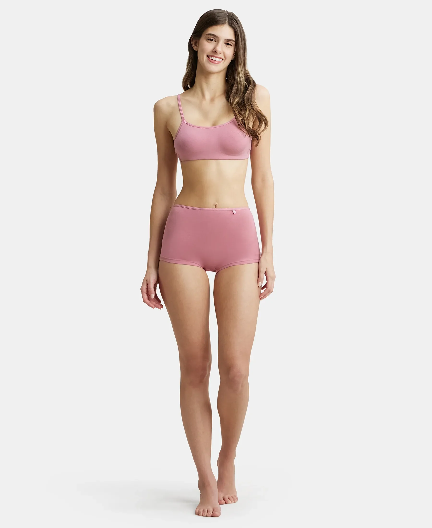 High Coverage Super Combed Cotton Elastane Stretch Boy Leg With Concealed Waistband and StayFresh Treatment - Heather Rose - Image 4
