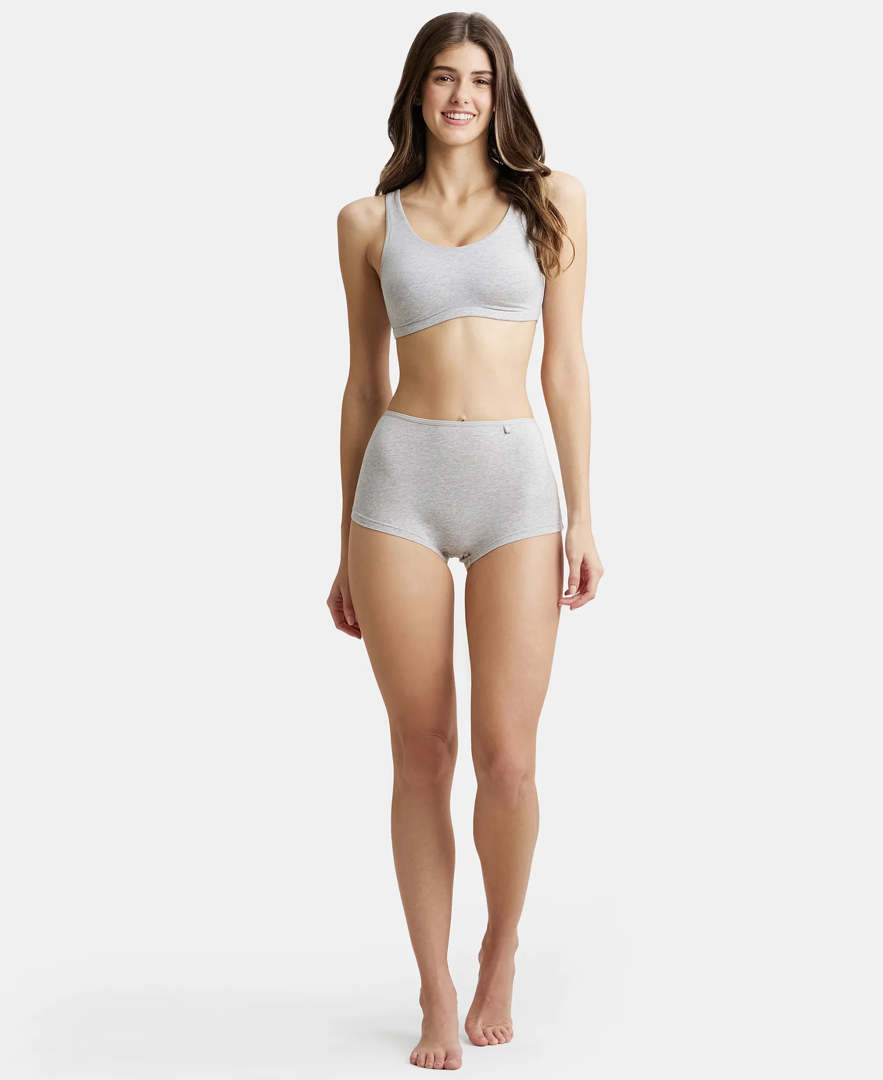 High Coverage Super Combed Cotton Elastane Stretch Boy Leg With Concealed Waistband and StayFresh Treatment - Steel Grey Melange - Image 4
