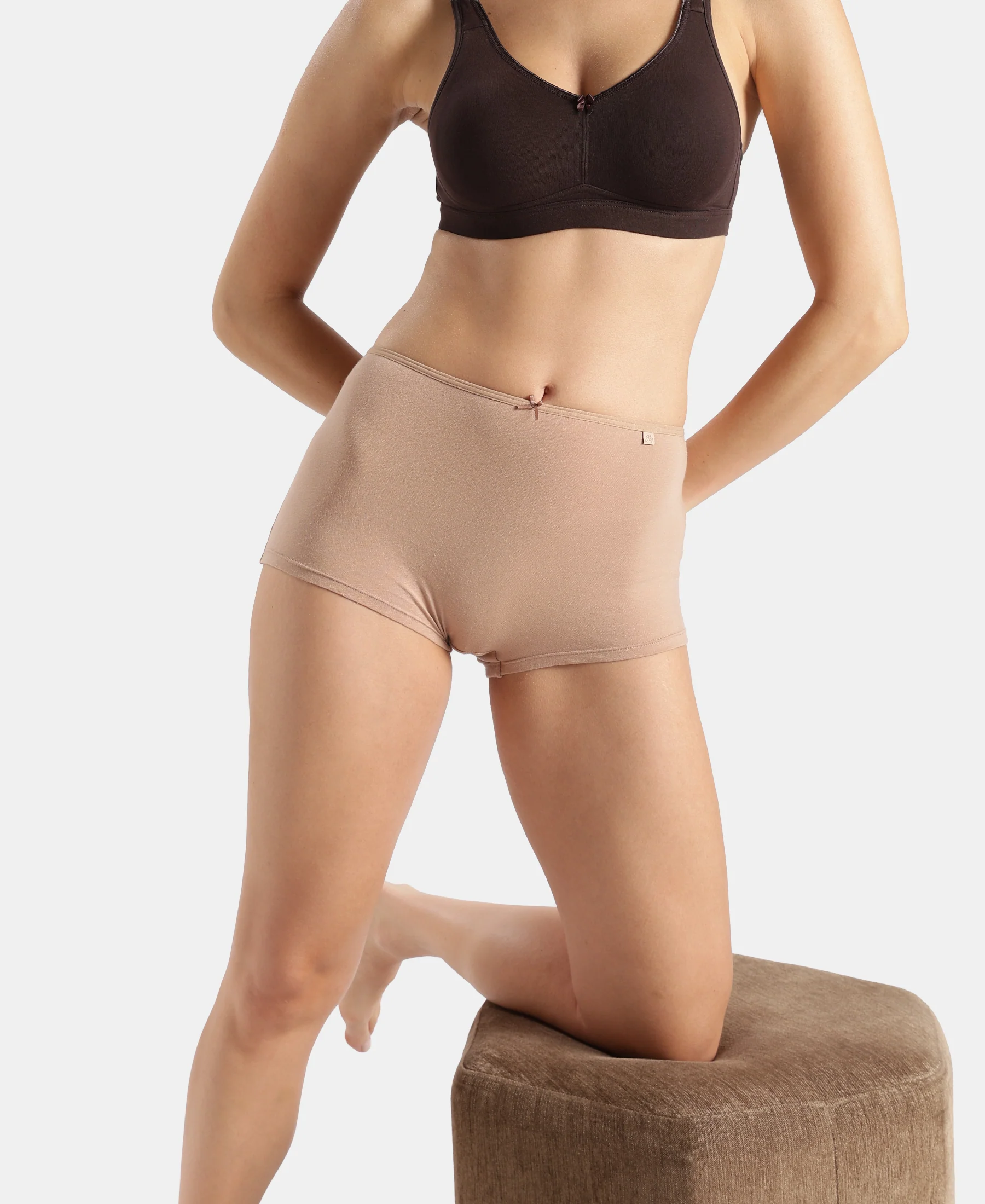 High Coverage Super Combed Cotton Elastane Stretch Boy Leg With Concealed Waistband and StayFresh Treatment - Almondine - Image 5