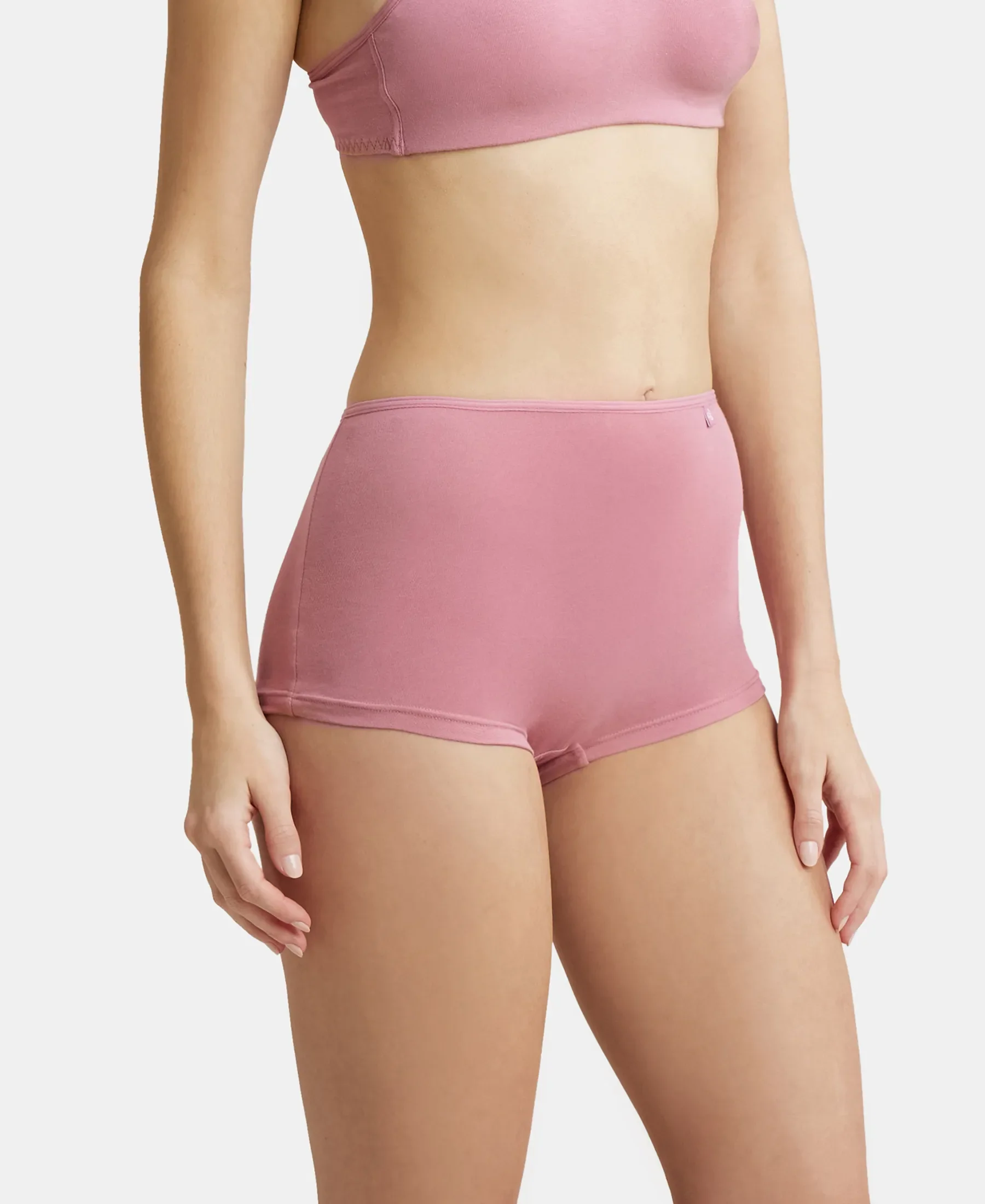 High Coverage Super Combed Cotton Elastane Stretch Boy Leg With Concealed Waistband and StayFresh Treatment - Heather Rose - Image 2