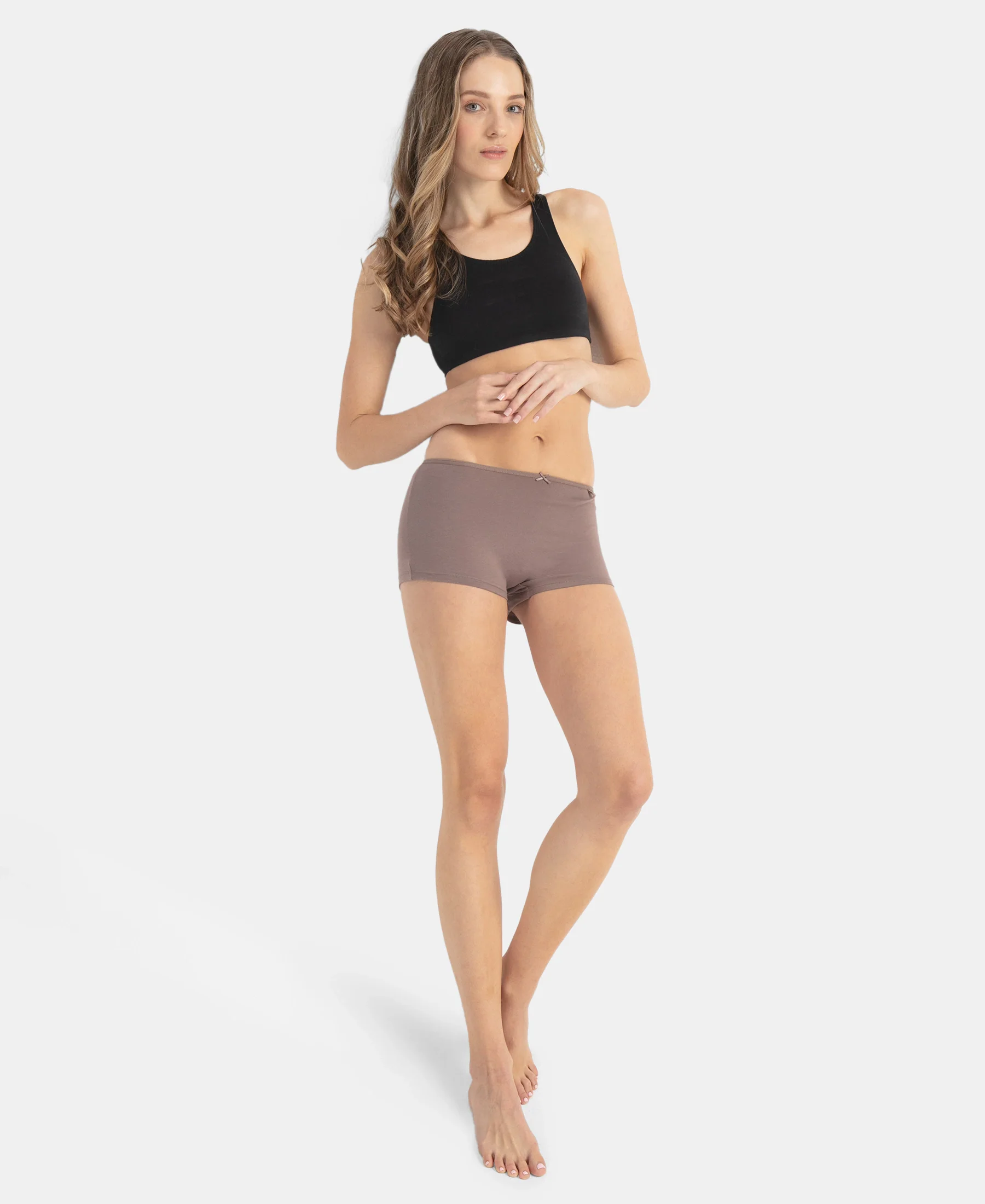 High Coverage Super Combed Cotton Elastane Stretch Boy Leg With Concealed Waistband and StayFresh Treatment - Deep Taupe - Image 6