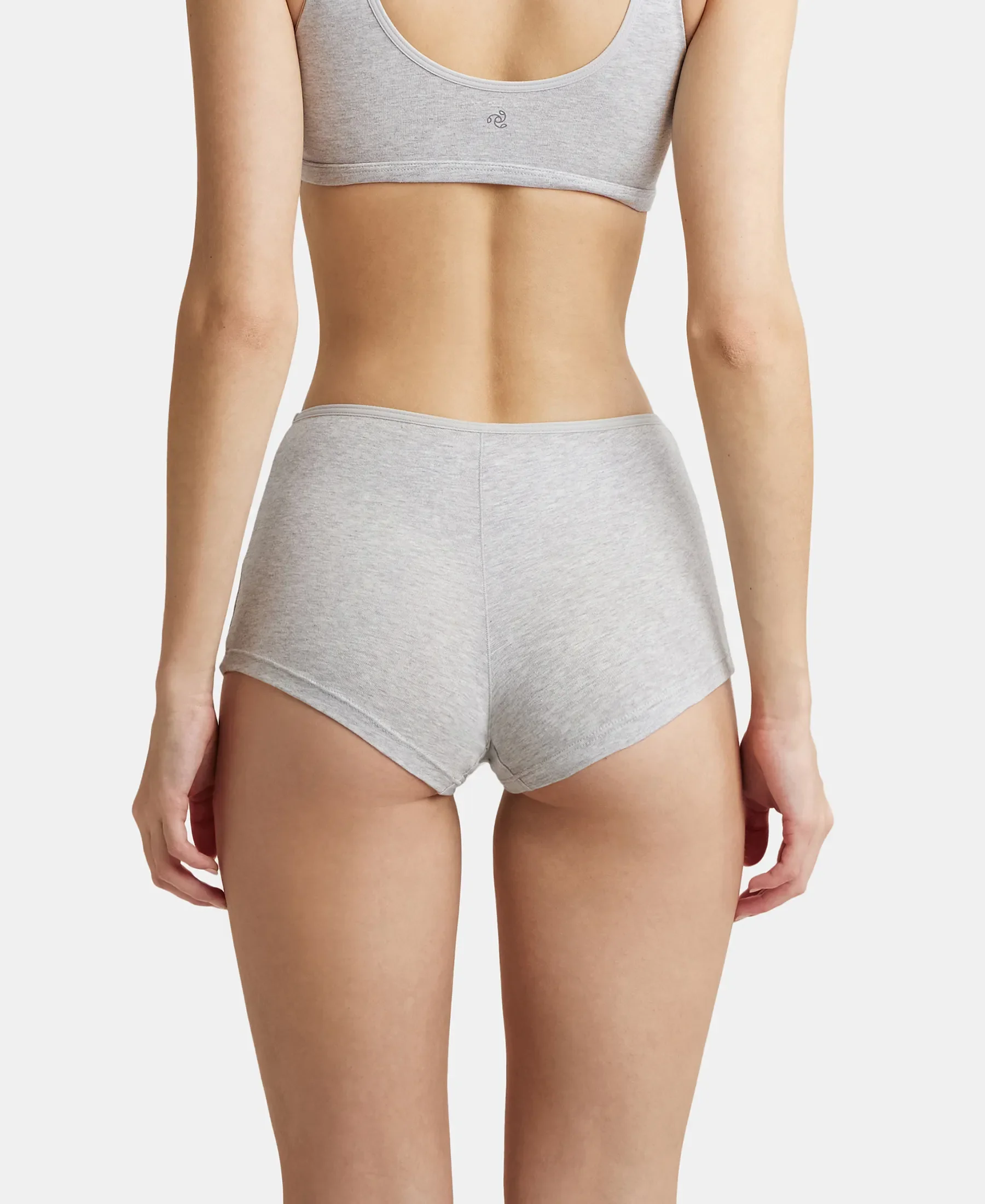 High Coverage Super Combed Cotton Elastane Stretch Boy Leg With Concealed Waistband and StayFresh Treatment - Steel Grey Melange - Image 3