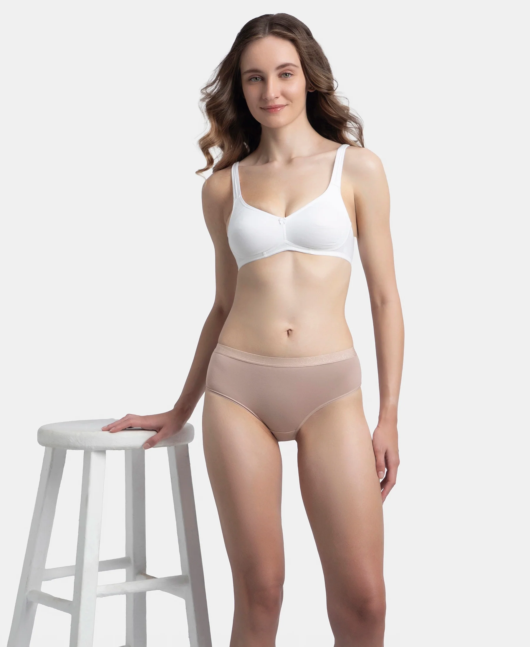 High Coverage Super Combed Cotton Elastane Stretch Mid Waist Hipster With Exposed Waistband - Candlelight Peach, Potent Purple & Mocha (Pack of 3) - Image 13