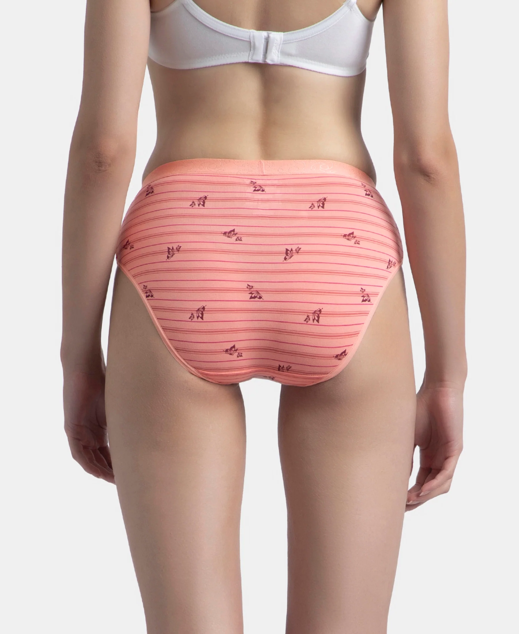 High Coverage Super Combed Cotton Elastane Stretch Mid Waist Hipster With Exposed Waistband - Candlelight Peach, Potent Purple & Mocha (Pack of 3) - Image 6