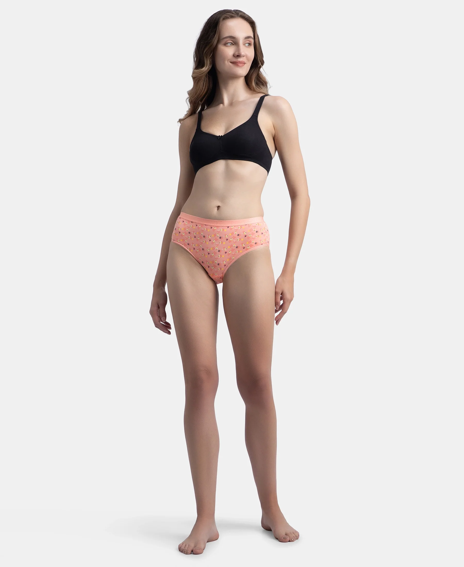 High Coverage Super Combed Cotton Elastane Stretch Mid Waist Hipster With Exposed Waistband - Valerian, Candlelight Peach & Classic Navy (Pack of 3) - Image 10